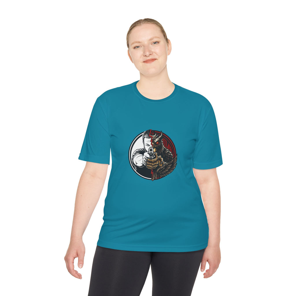 Pew Review Target Shooter Graphic Tee — Skull Gunslinger Design