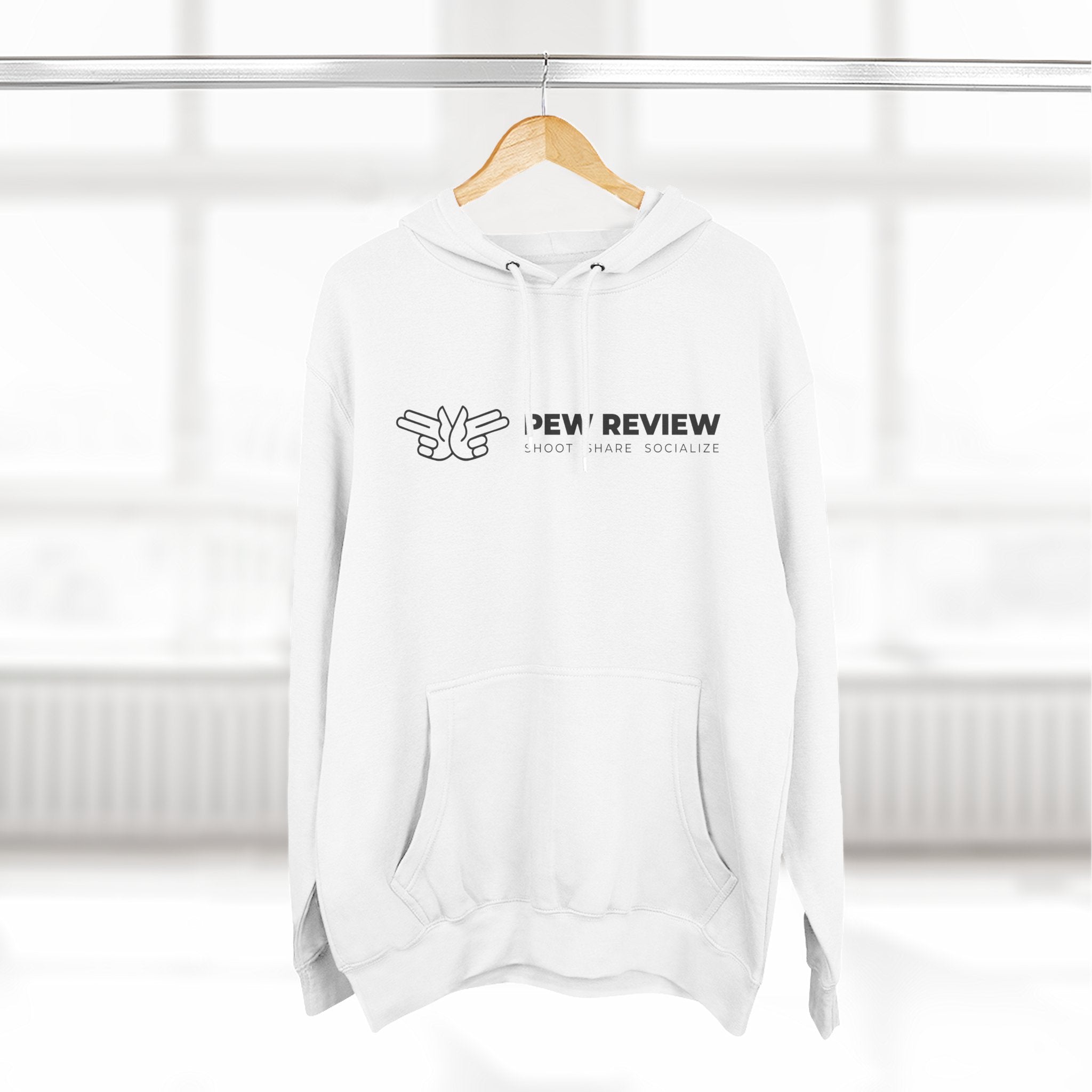 Peace Hand Gesture Hoodie | Minimal Line Art, FEW REVIEW Text