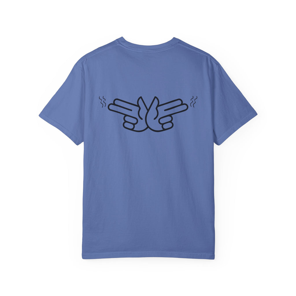 Pew Review logo tee T-Shirt | finger guns outline design
