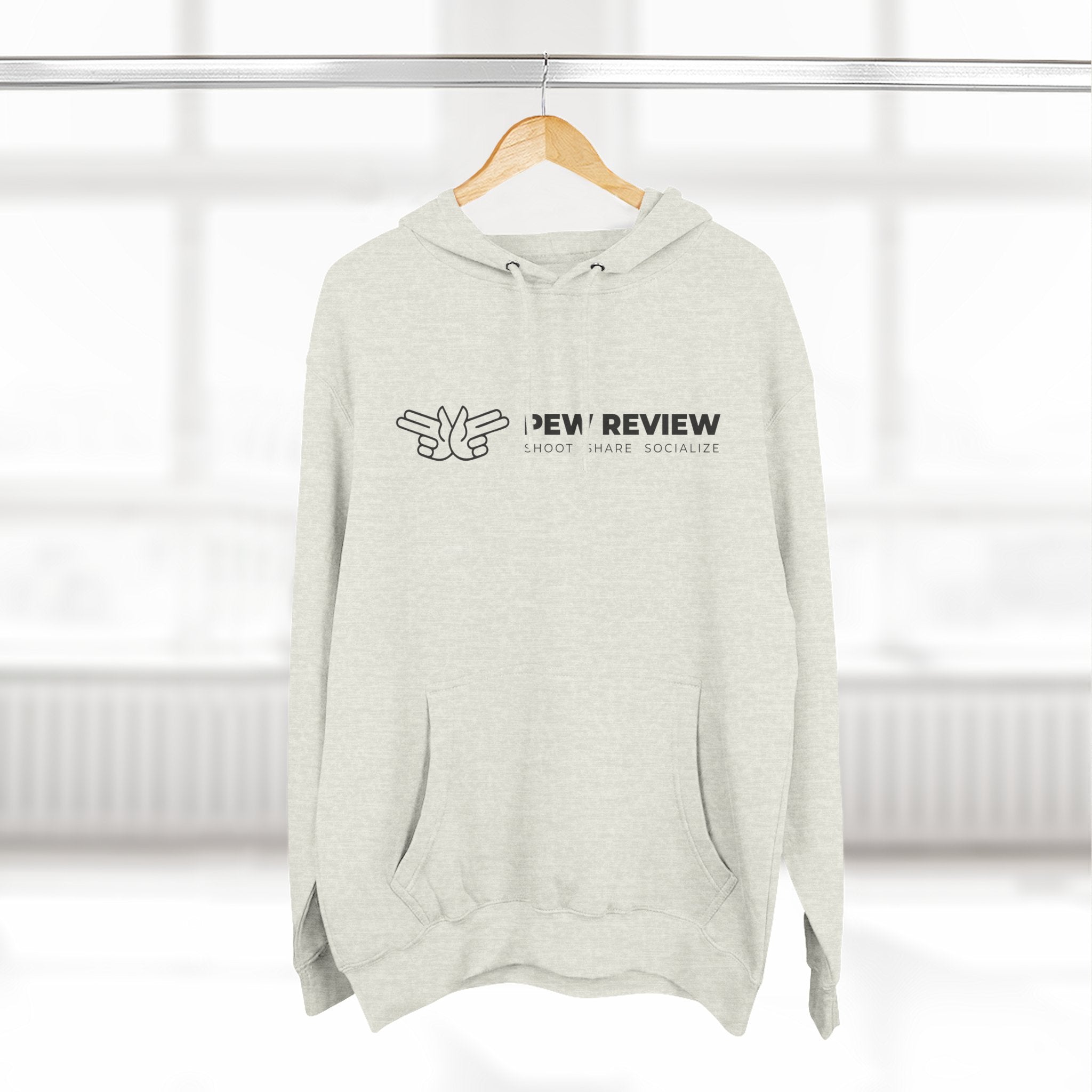 Peace Hand Gesture Hoodie | Minimal Line Art, FEW REVIEW Text