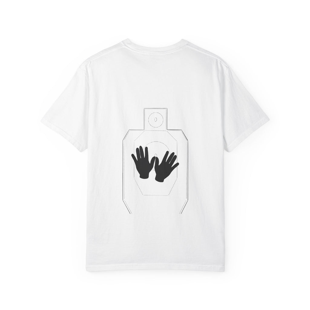Just Shoot It target graphic T-shirt | Pew Review text print