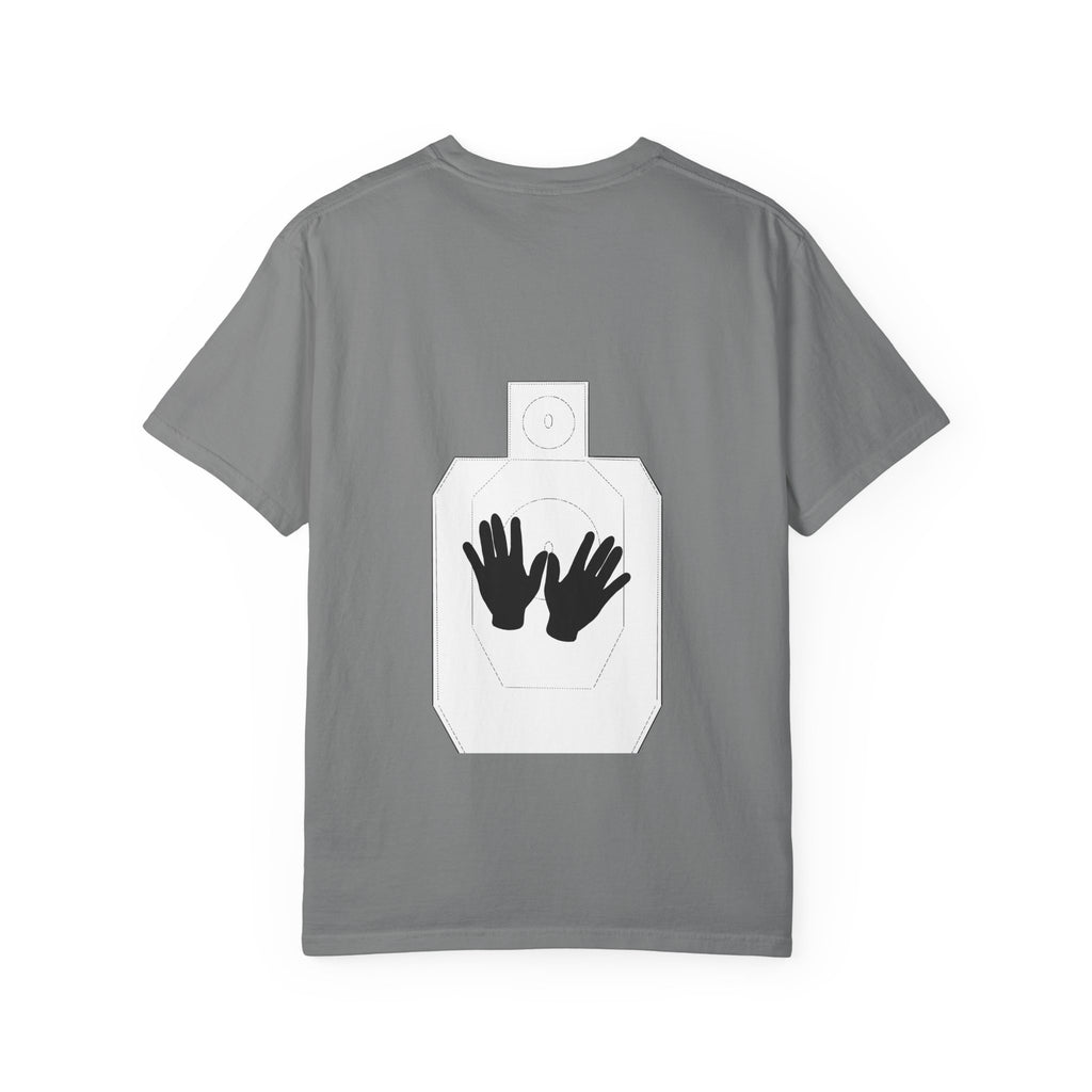 Just Shoot It target graphic T-shirt | Pew Review text print