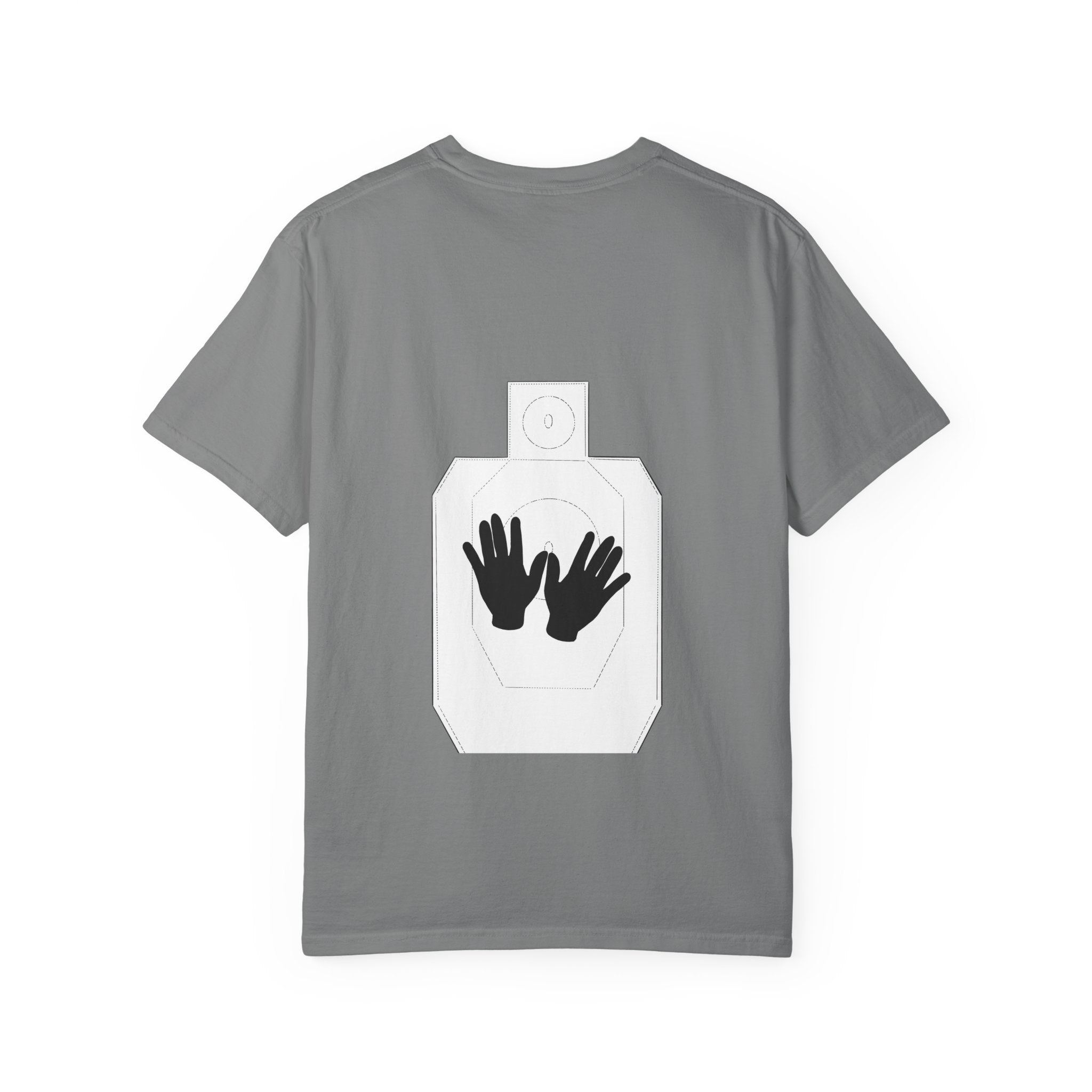 Just Shoot It target graphic T-shirt | Pew Review text print