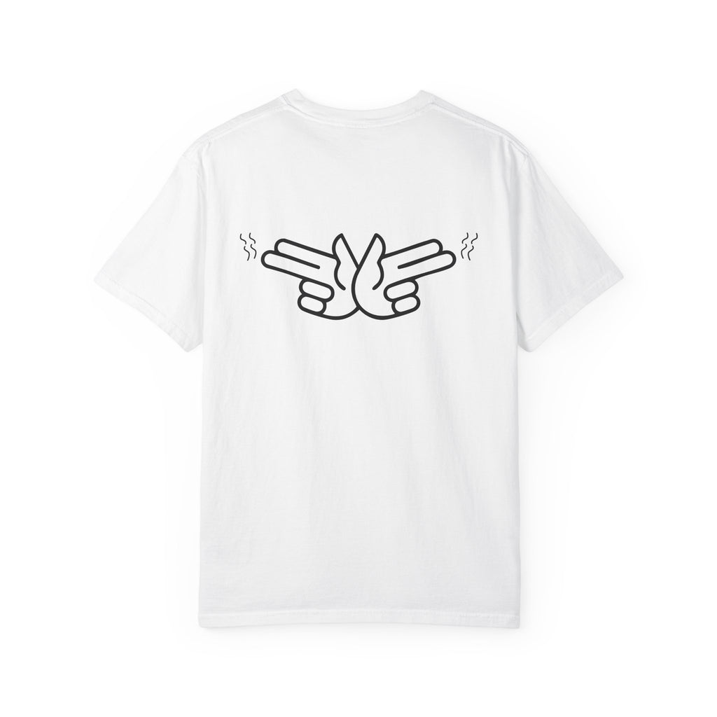 Pew Review logo tee T-Shirt | finger guns outline design