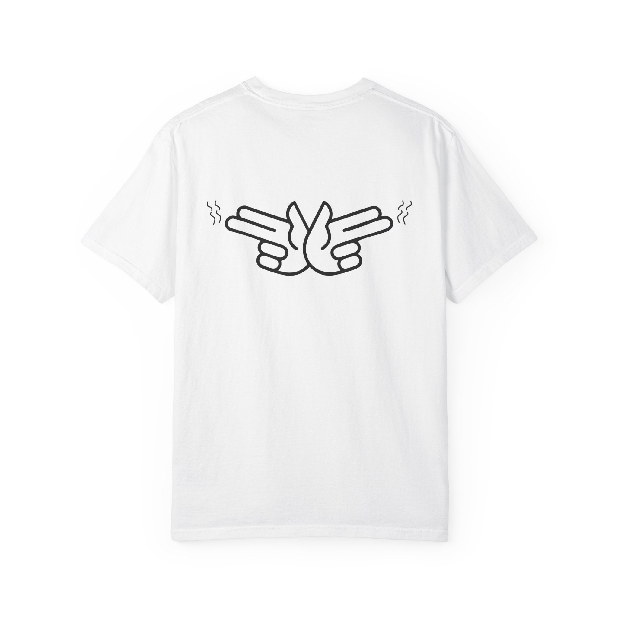 Pew Review logo tee T-Shirt | finger guns outline design