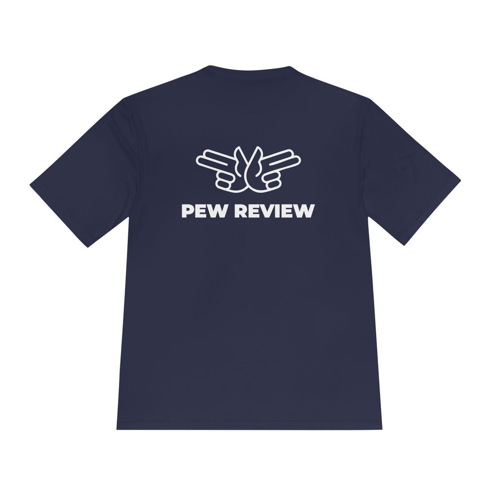 Pew Review Target Shooter Graphic Tee — Skull Gunslinger Design