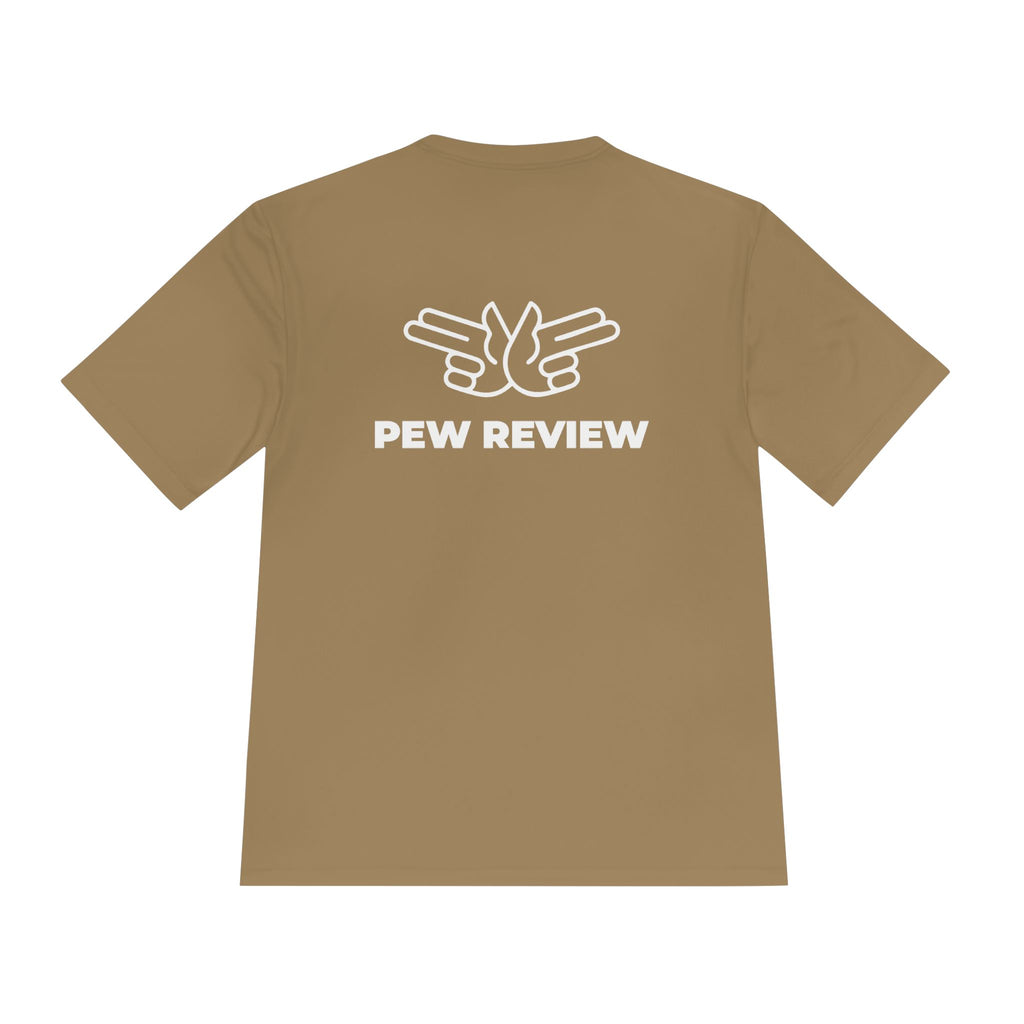 Pew Review Target Shooter Graphic Tee — Skull Gunslinger Design