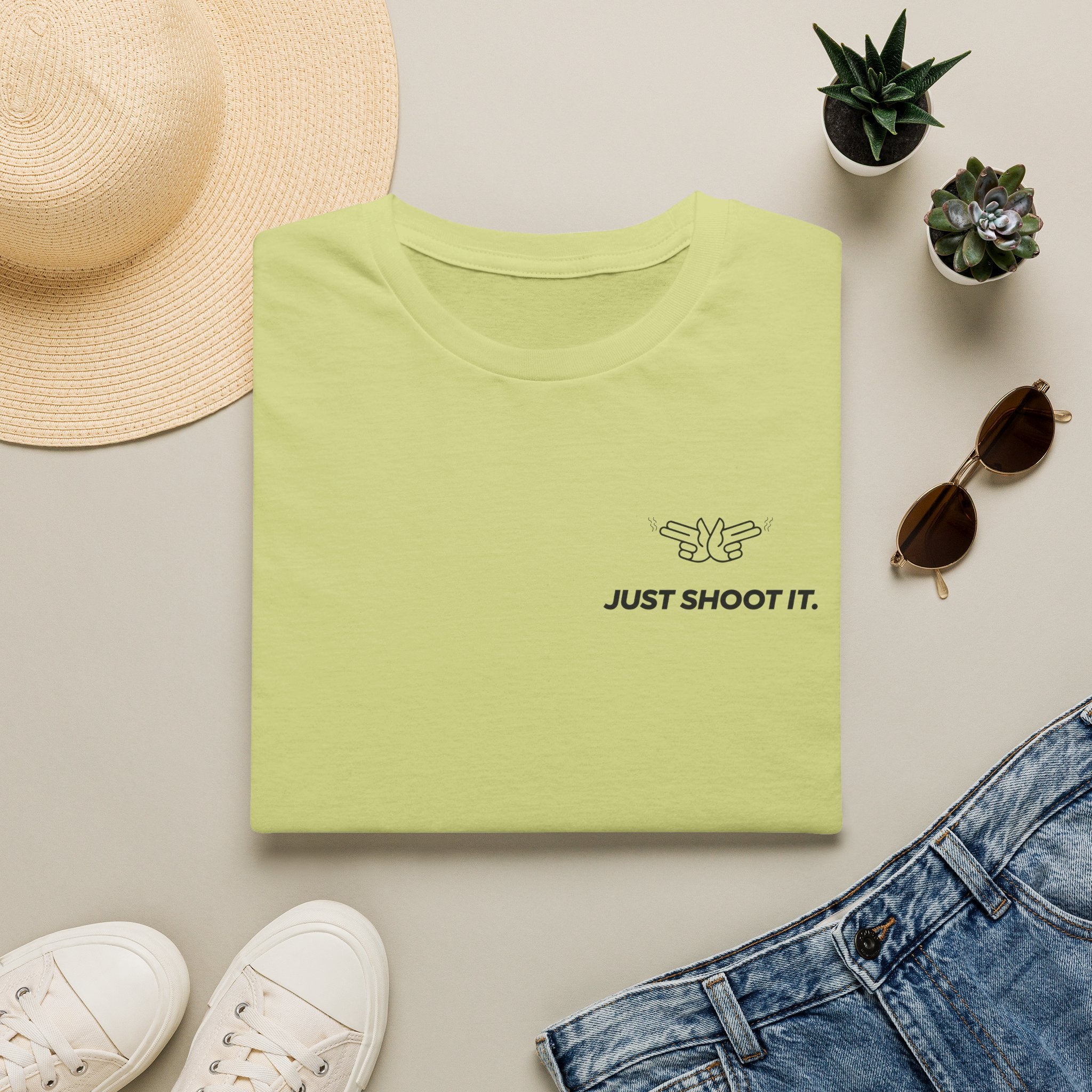 Just Shoot It T-Shirt | Minimal Typography Photography Tee