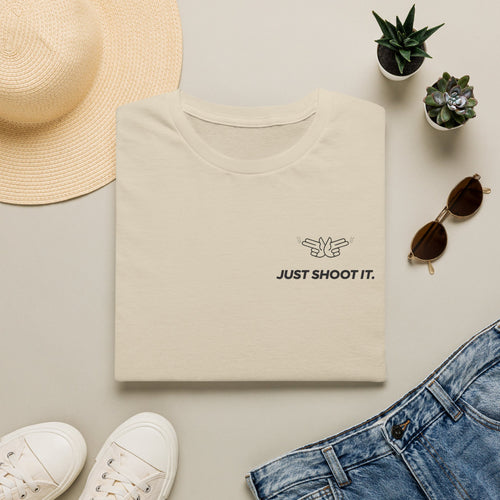 Just Shoot It T-Shirt | Minimal Typography Photography Tee
