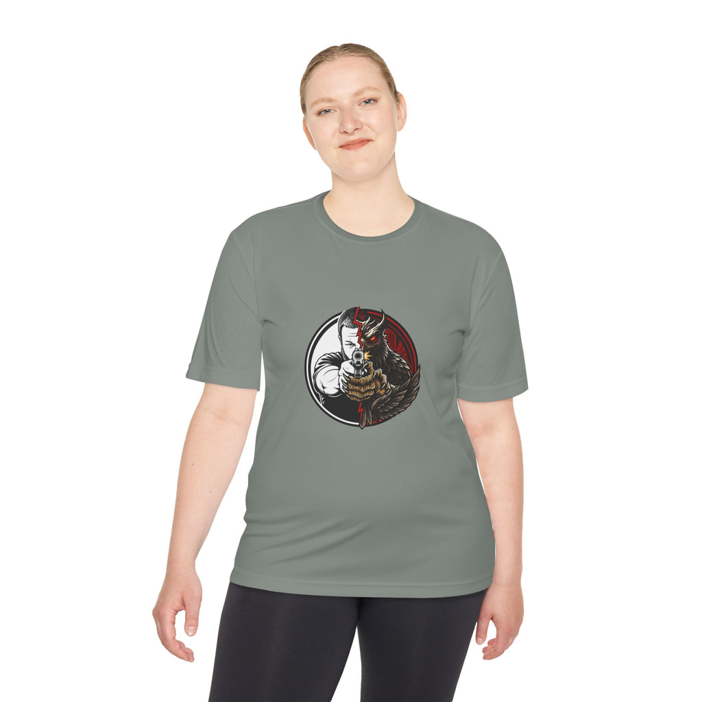 Pew Review Target Shooter Graphic Tee — Skull Gunslinger Design