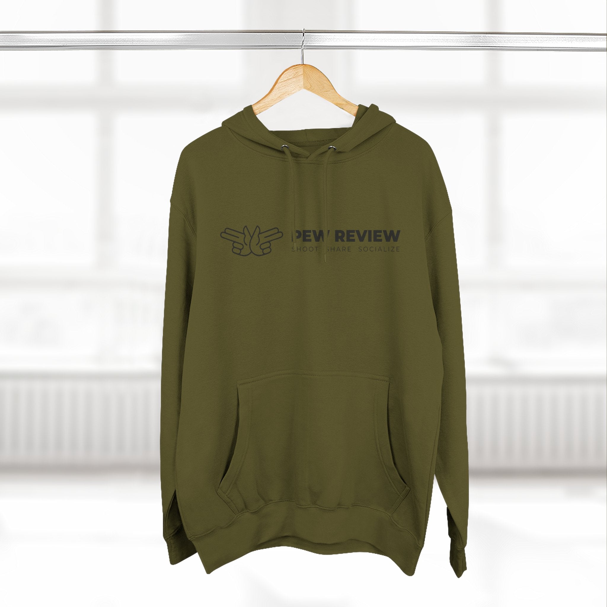 Peace Hand Gesture Hoodie | Minimal Line Art, FEW REVIEW Text