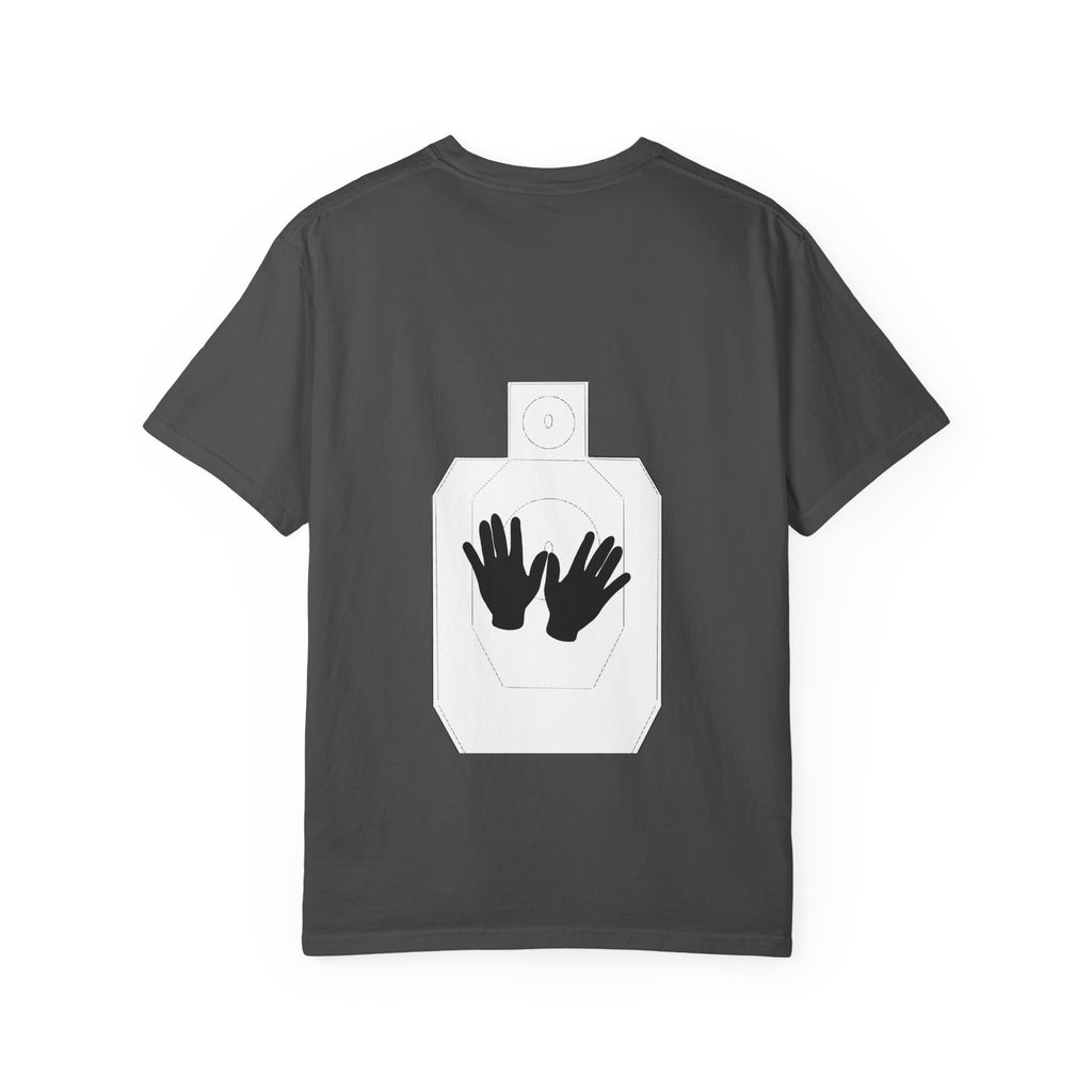 Just Shoot It target graphic T-shirt | Pew Review text print