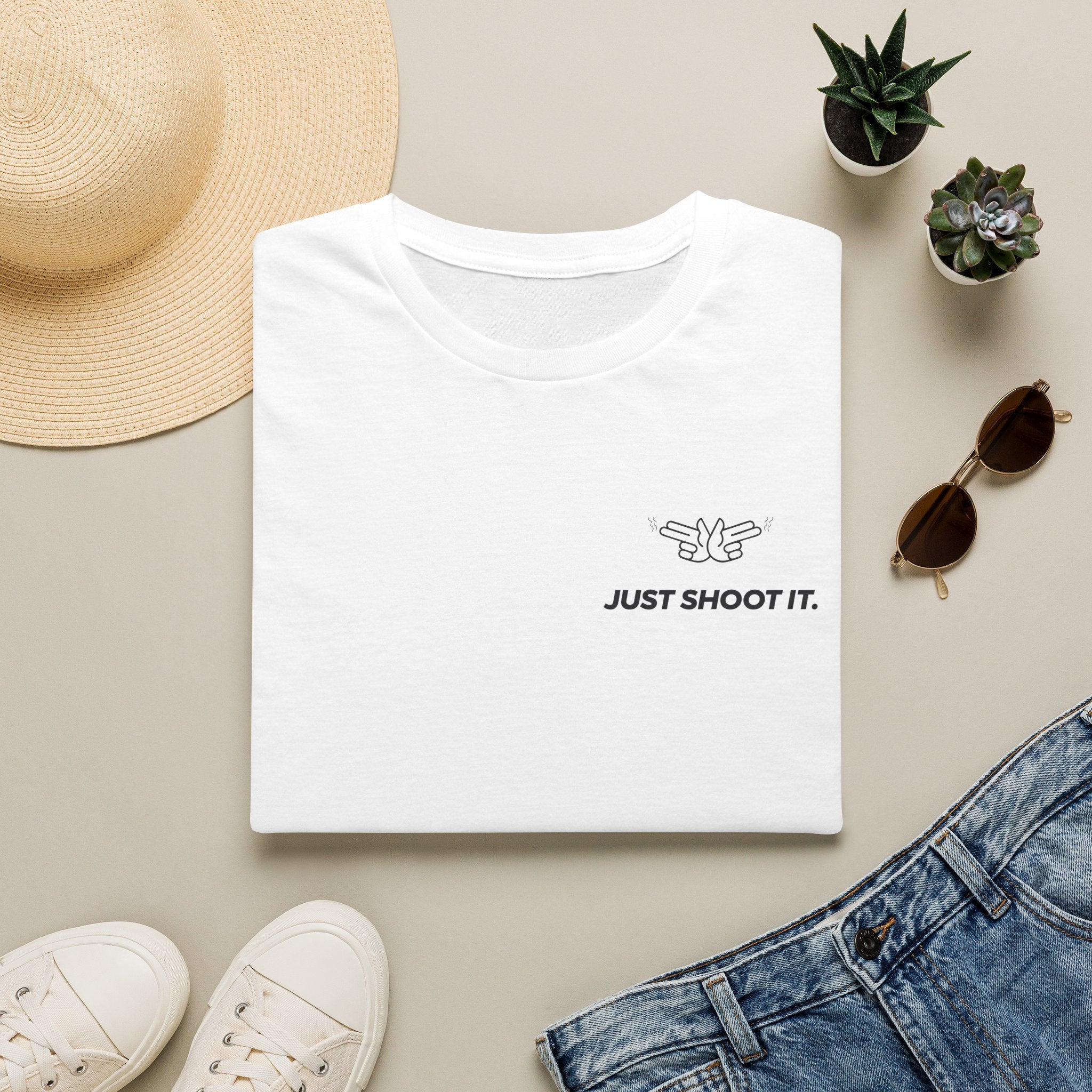 Just Shoot It T-Shirt | Minimal Typography Photography Tee