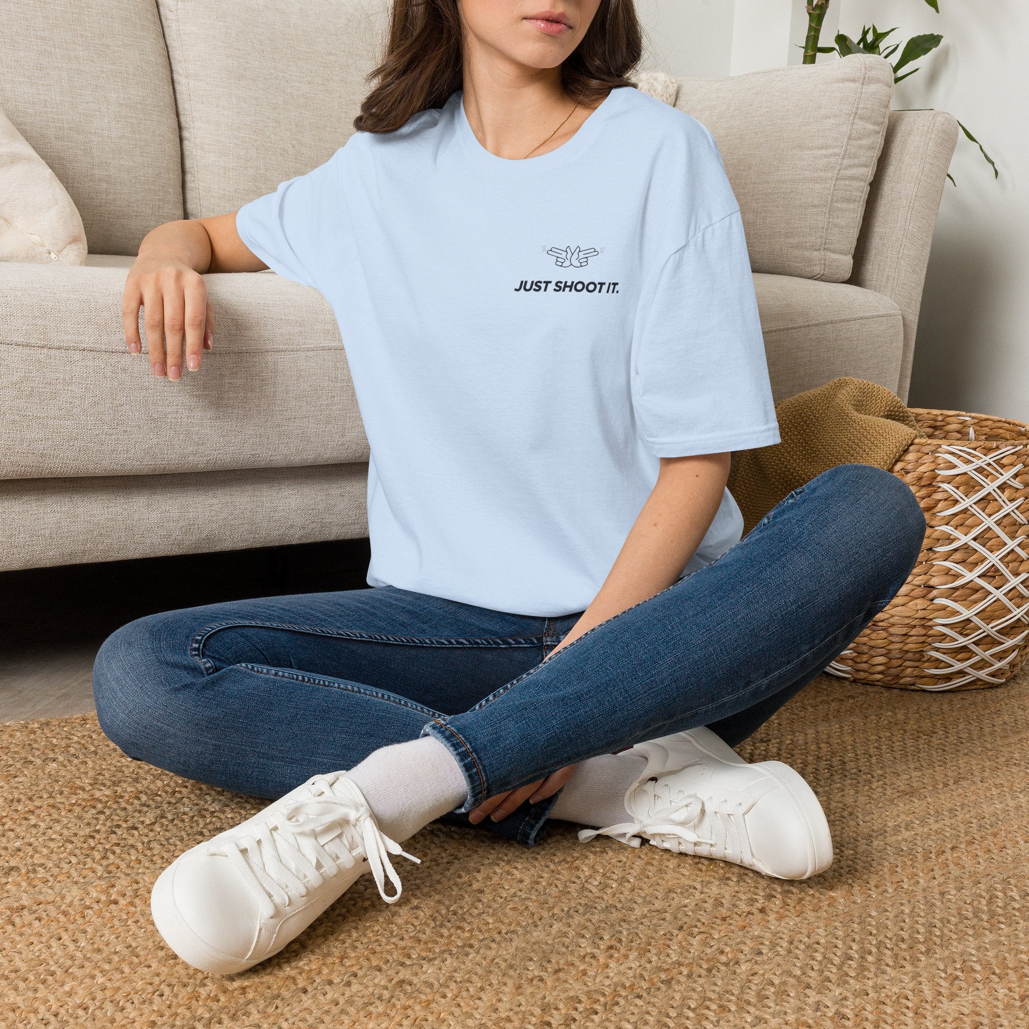 Just Shoot It T-Shirt | Minimal Typography Photography Tee