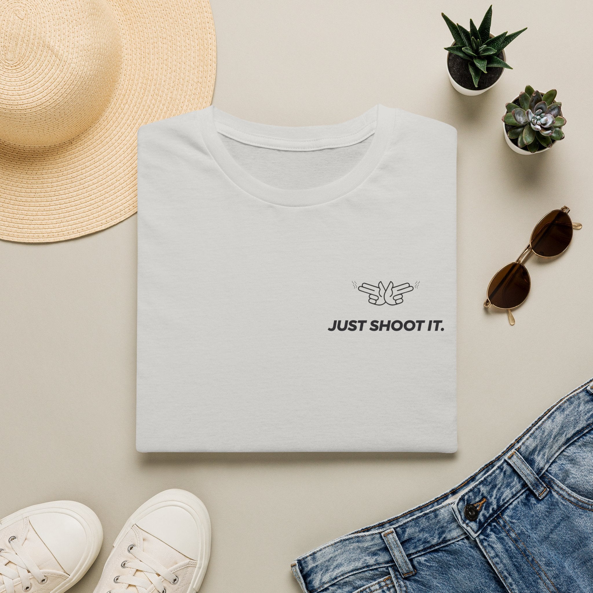 Just Shoot It T-Shirt | Minimal Typography Photography Tee