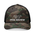 Pew Review Camouflage Trucker Hat — Embroidered "Pew Review" Logo Cap