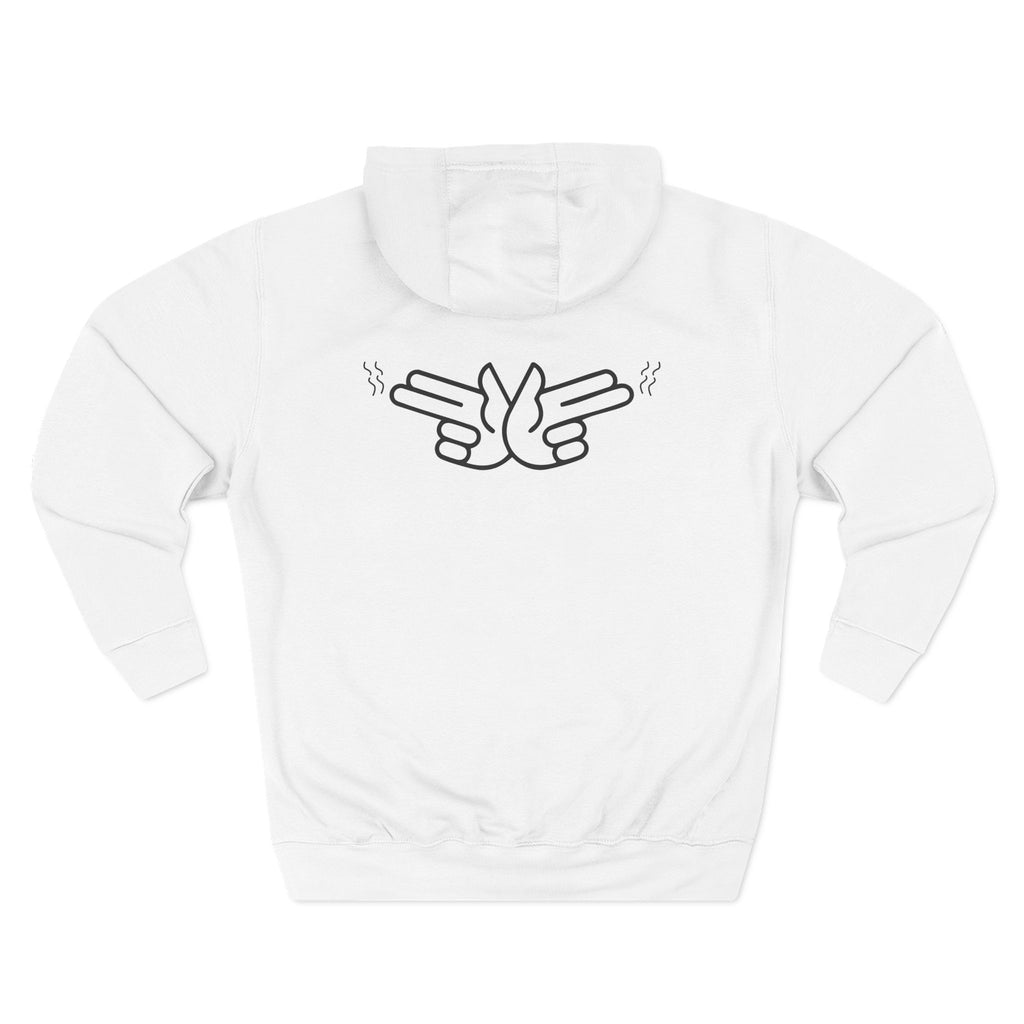 Peace Hand Gesture Hoodie | Minimal Line Art, FEW REVIEW Text