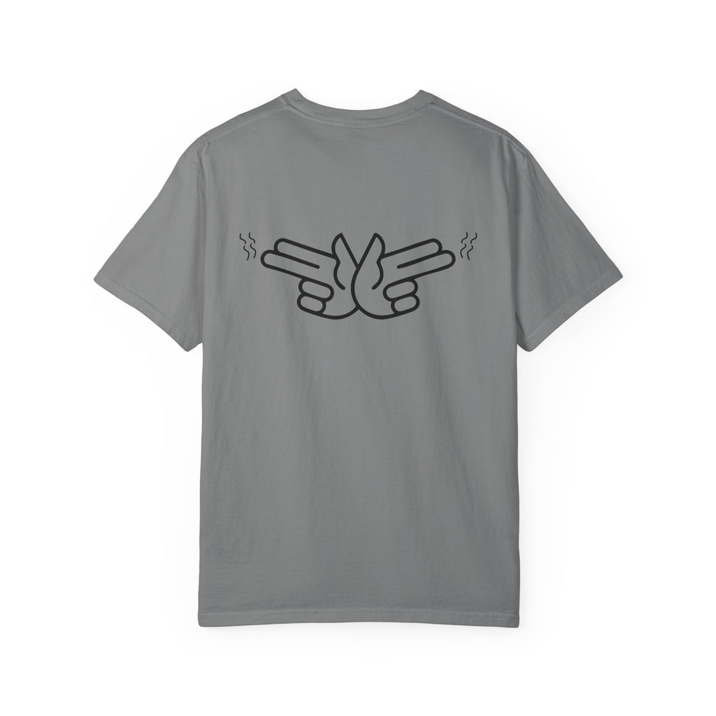 Pew Review logo tee T-Shirt | finger guns outline design