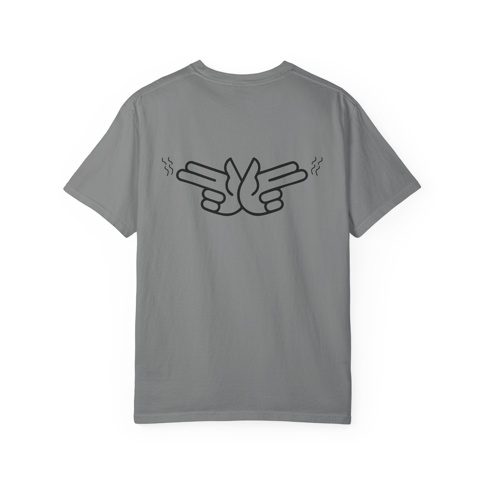 Pew Review logo tee T-Shirt | finger guns outline design