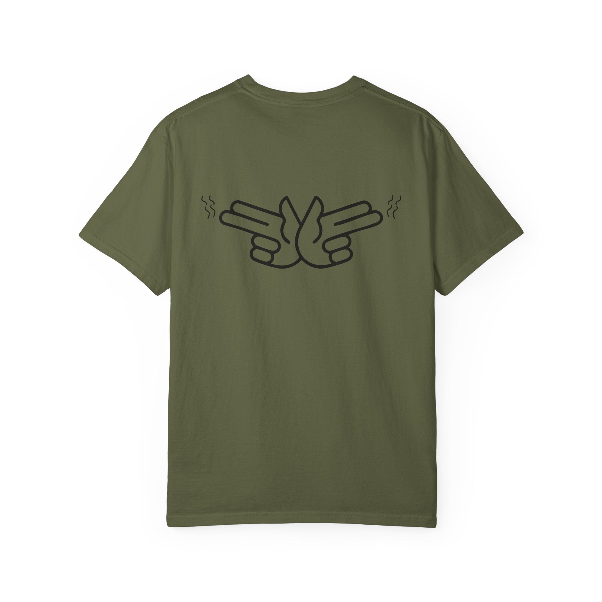 Pew Review logo tee T-Shirt | finger guns outline design