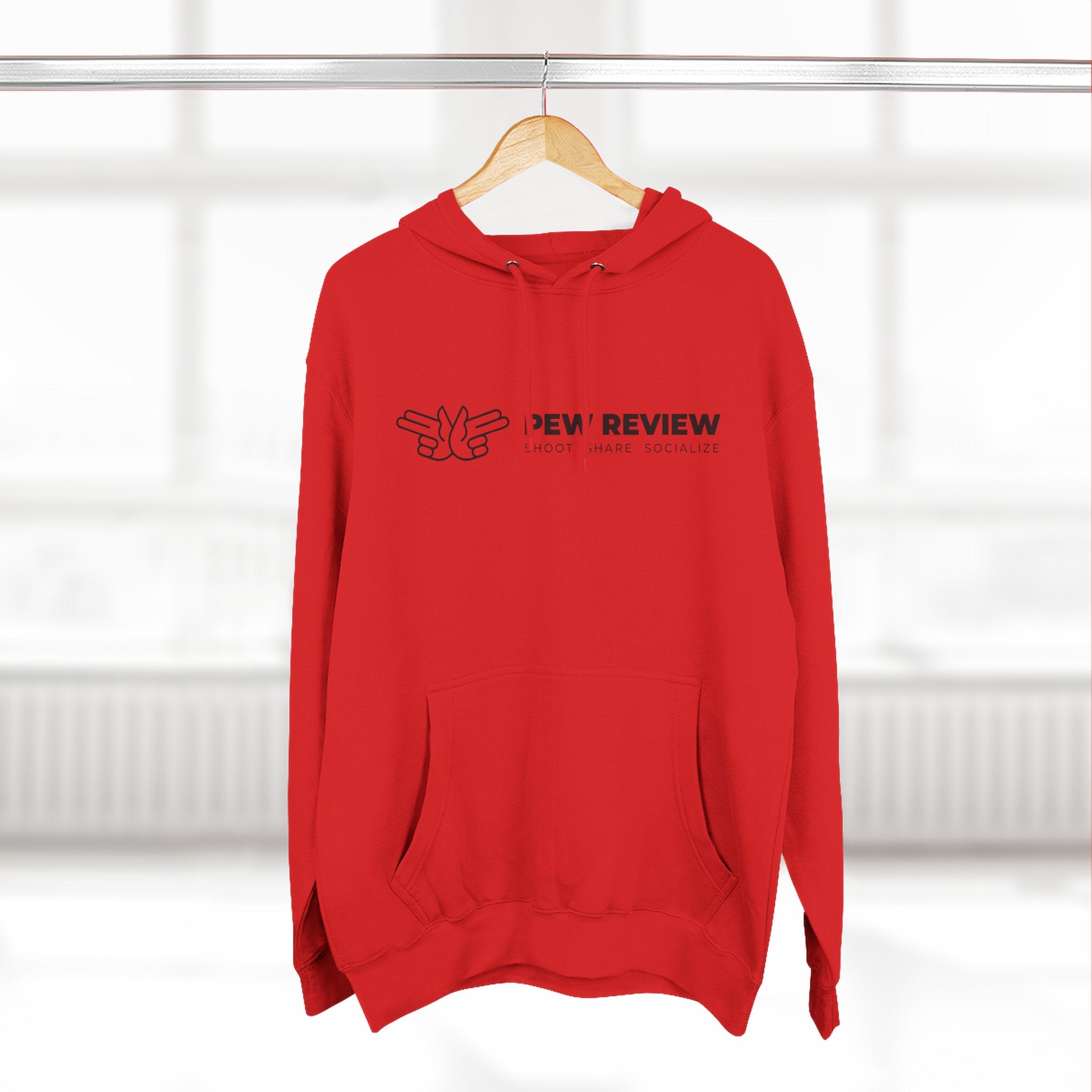 Peace Hand Gesture Hoodie | Minimal Line Art, FEW REVIEW Text