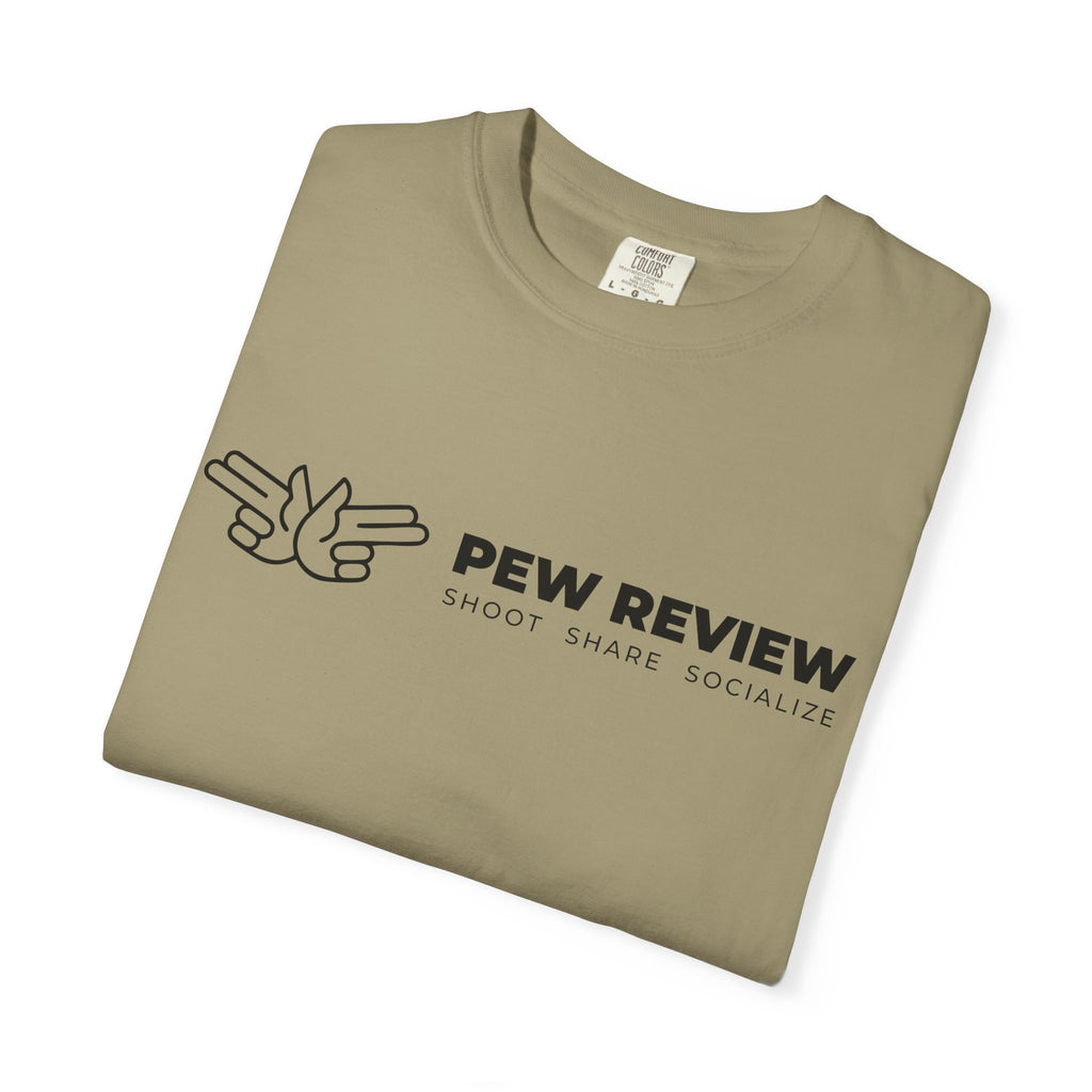 Pew Review logo tee T-Shirt | finger guns outline design