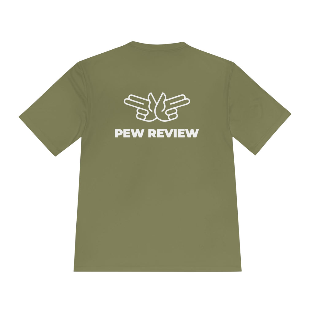 Pew Review Target Shooter Graphic Tee — Skull Gunslinger Design