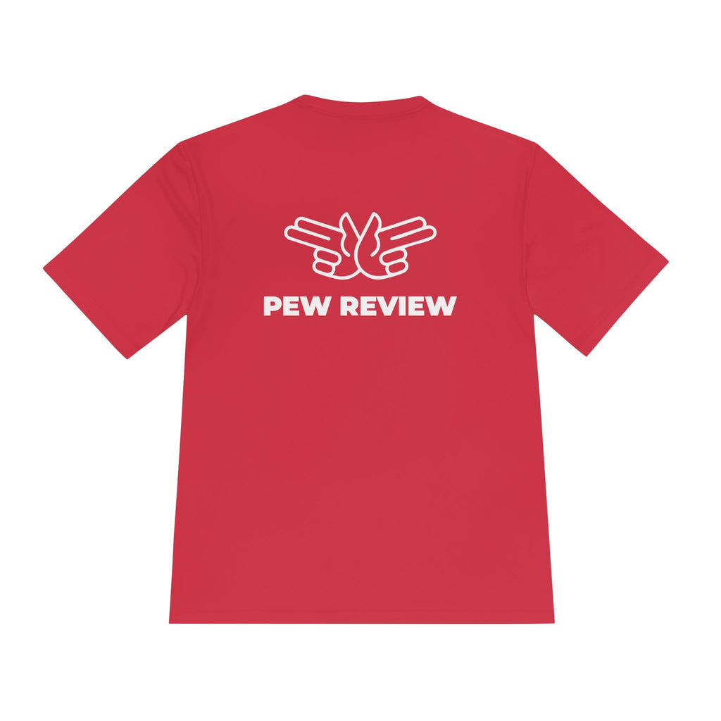Pew Review Target Shooter Graphic Tee — Skull Gunslinger Design