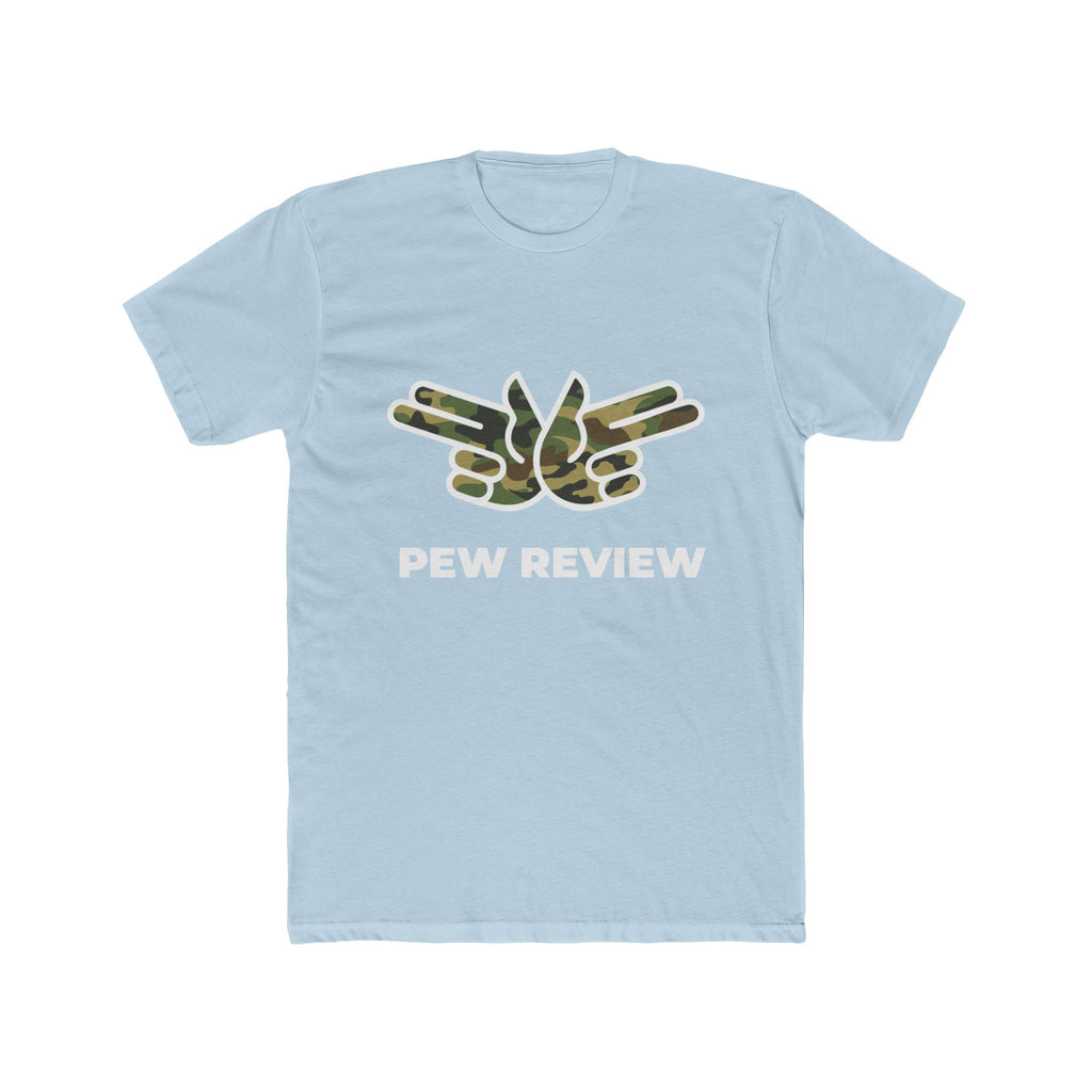 Pew Review Tee — Camo Logo Graphic T-Shirt