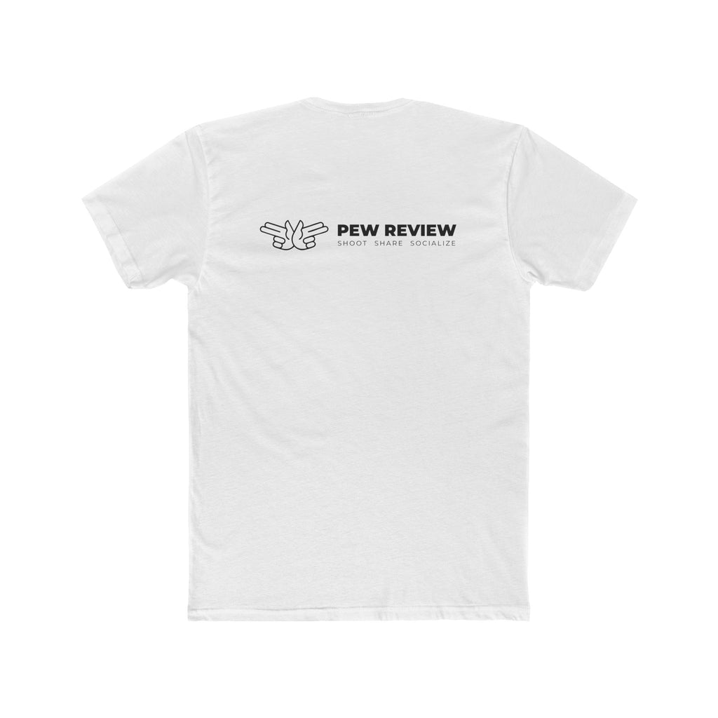 Pew Review Graphic Tee — Vintage Shooter Logo T-Shirt
