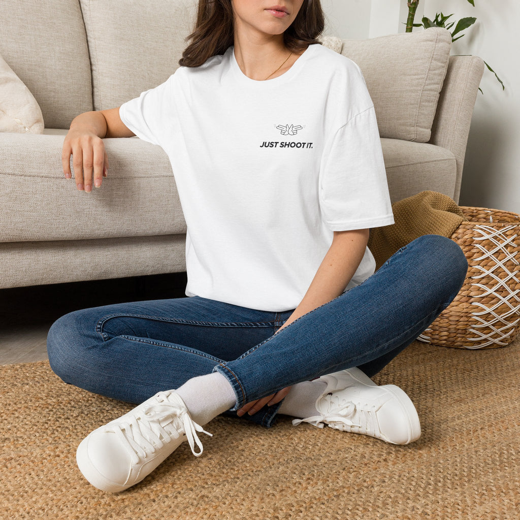 Just Shoot It T-Shirt | Minimal Typography Photography Tee