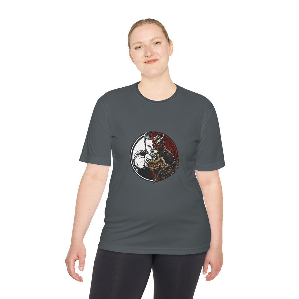 Pew Review Target Shooter Graphic Tee — Skull Gunslinger Design