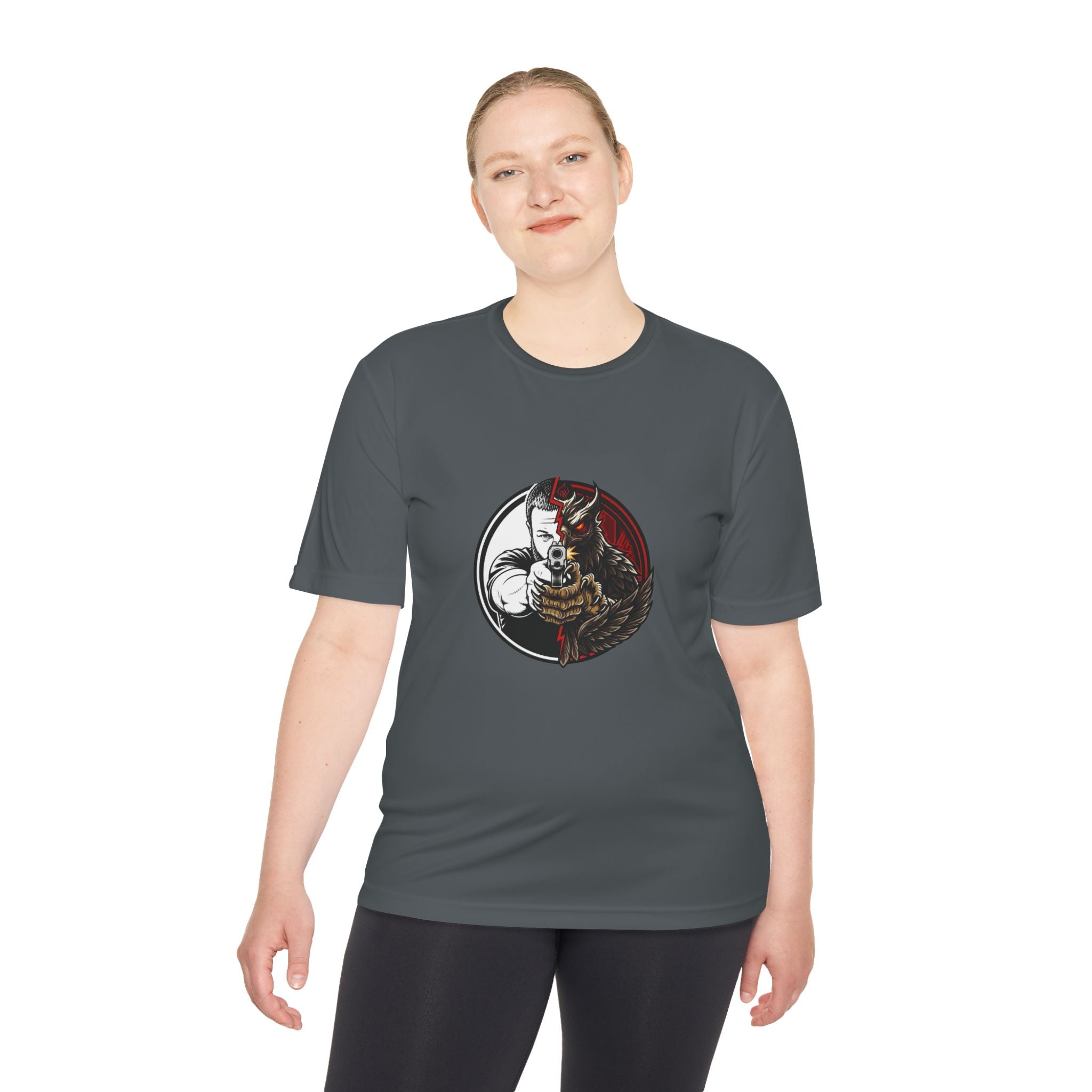 Pew Review Target Shooter Graphic Tee — Skull Gunslinger Design