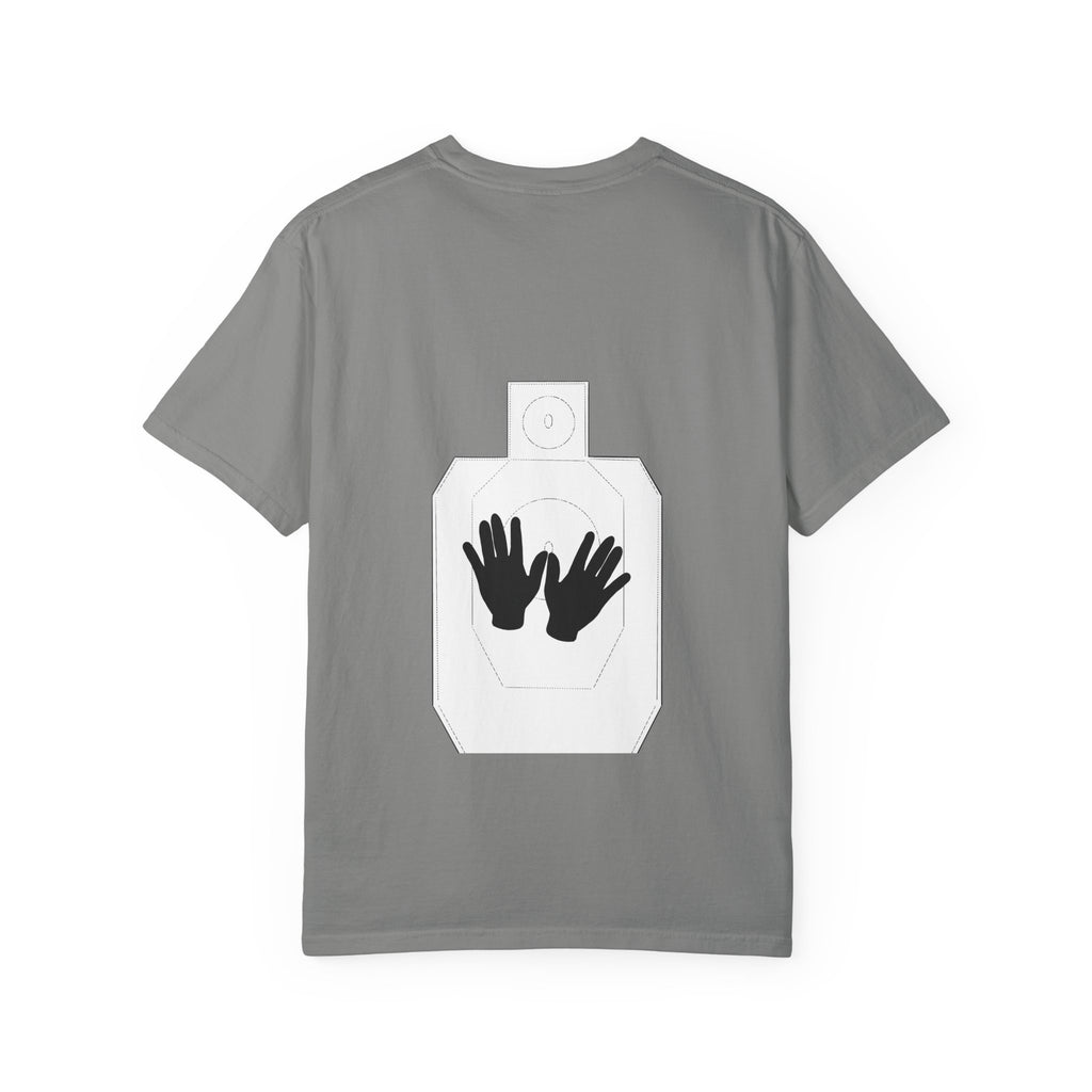 Just Shoot It target graphic T-shirt | Pew Review text print