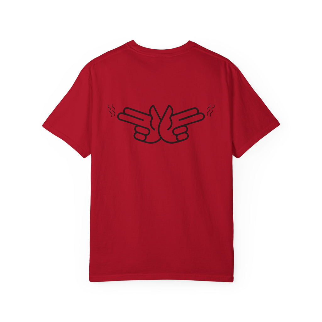 Pew Review logo tee T-Shirt | finger guns outline design