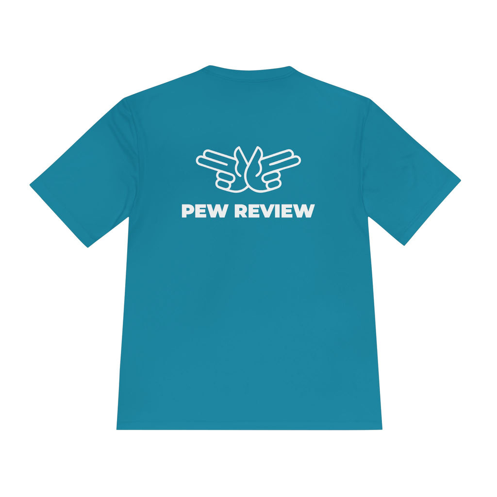 Pew Review Target Shooter Graphic Tee — Skull Gunslinger Design