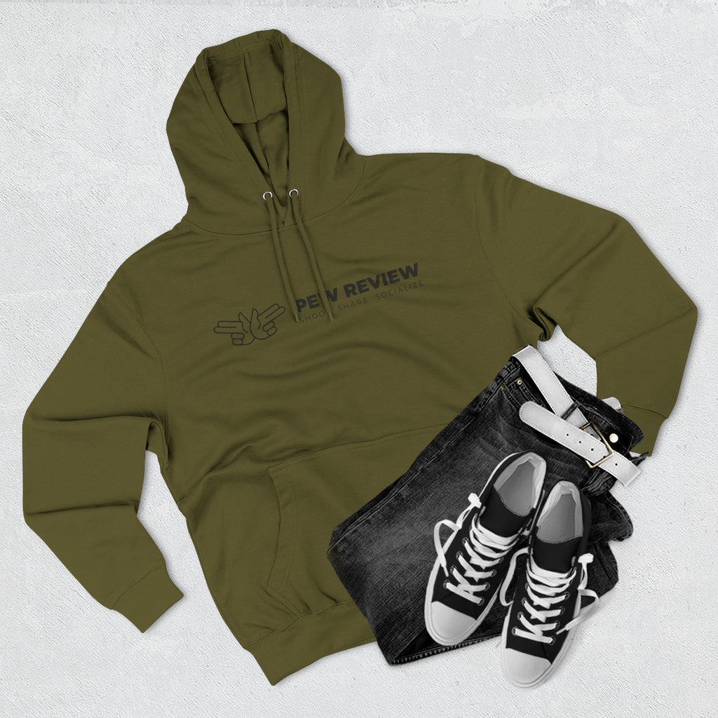Peace Hand Gesture Hoodie | Minimal Line Art, FEW REVIEW Text