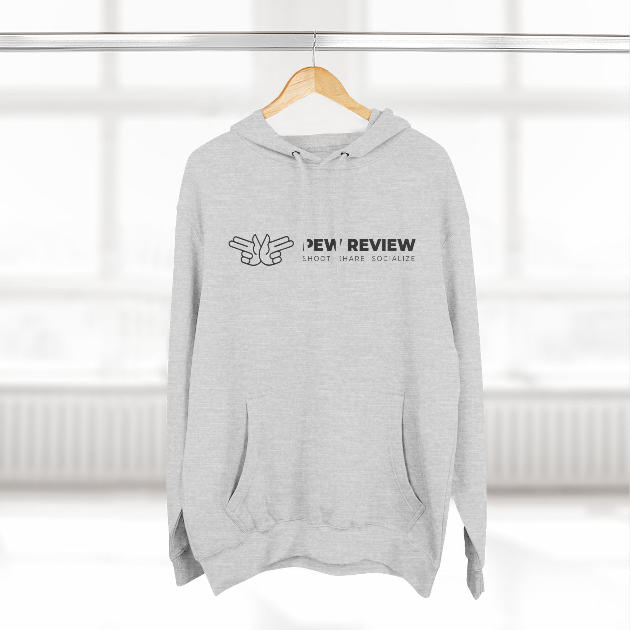 Peace Hand Gesture Hoodie | Minimal Line Art, FEW REVIEW Text
