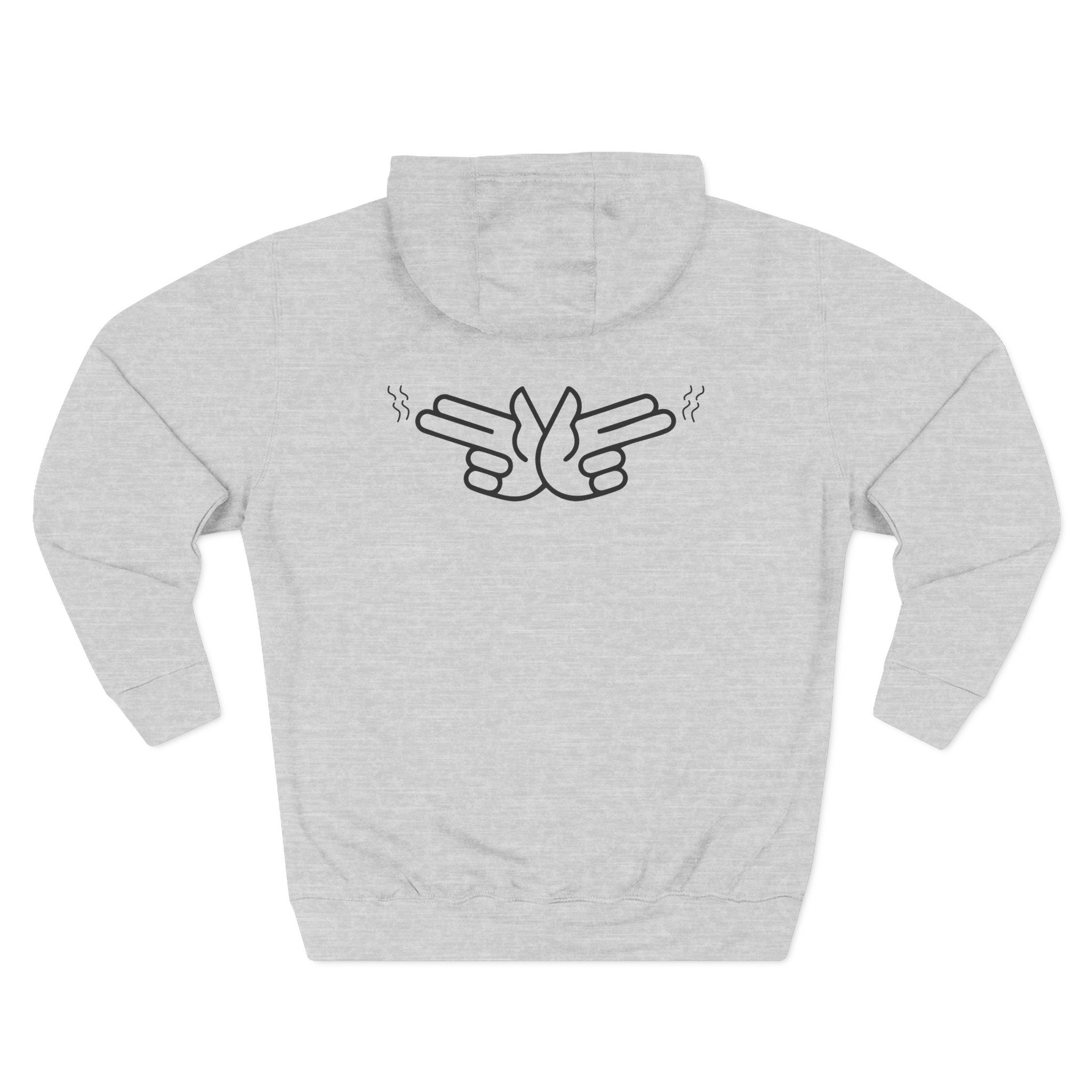 Peace Hand Gesture Hoodie | Minimal Line Art, FEW REVIEW Text