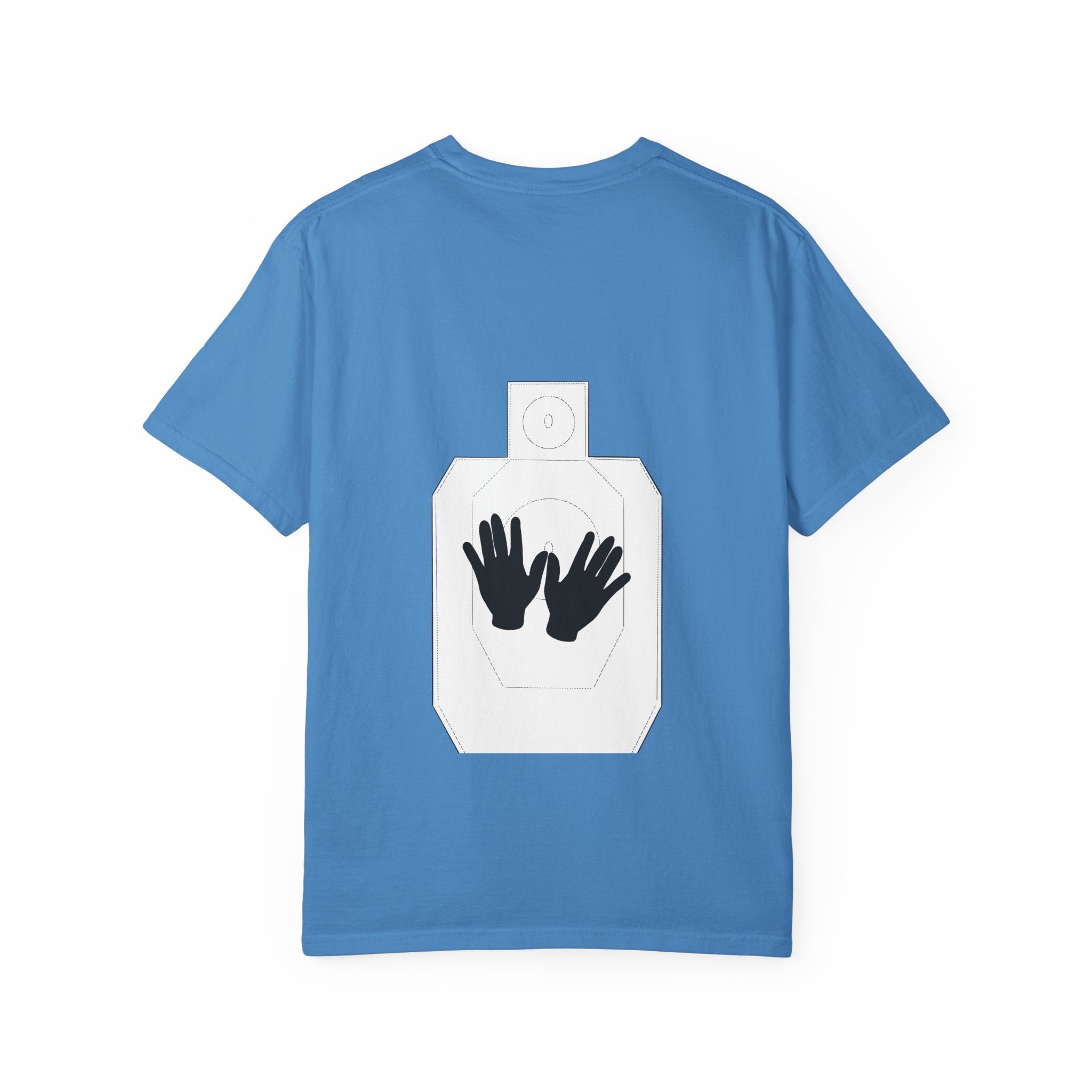 Just Shoot It target graphic T-shirt | Pew Review text print