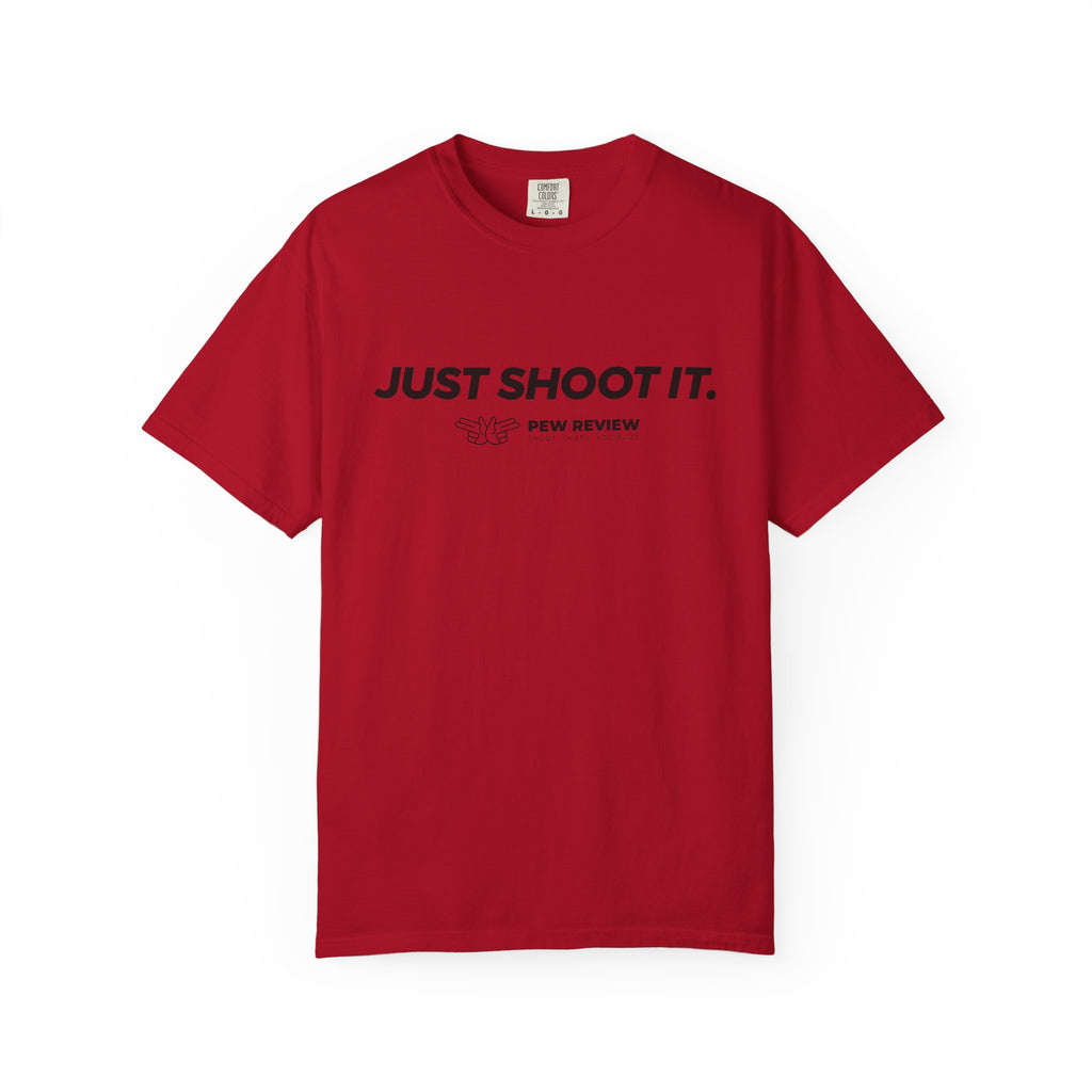 Just Shoot It target graphic T-shirt | Pew Review text print