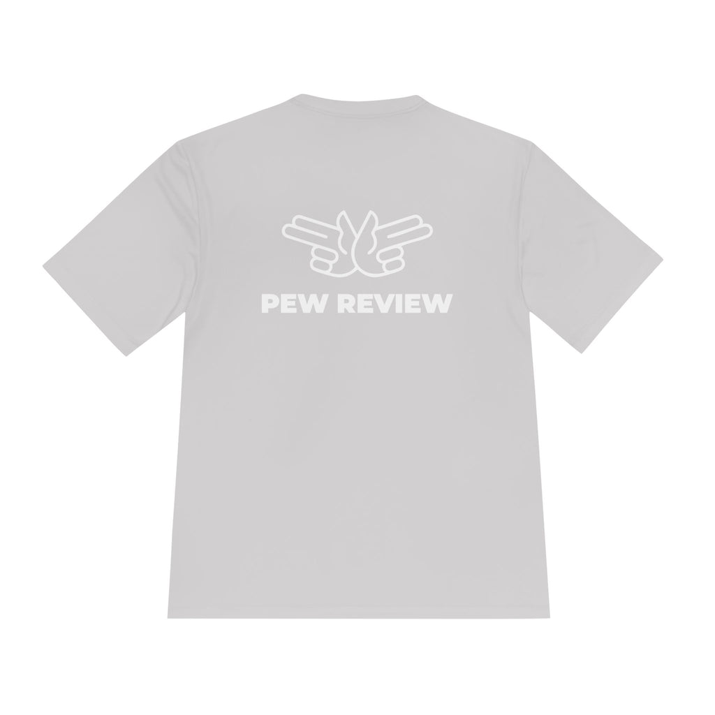 Pew Review Target Shooter Graphic Tee — Skull Gunslinger Design