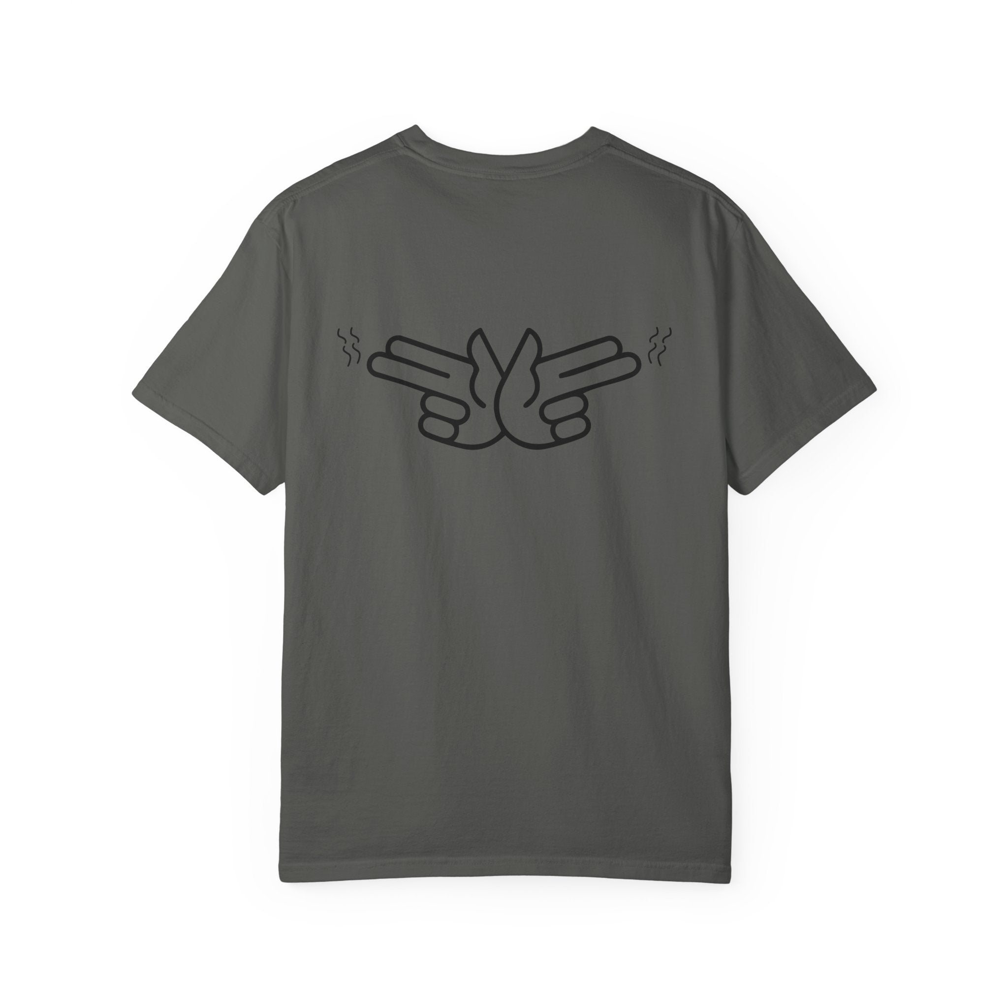 Pew Review logo tee T-Shirt | finger guns outline design