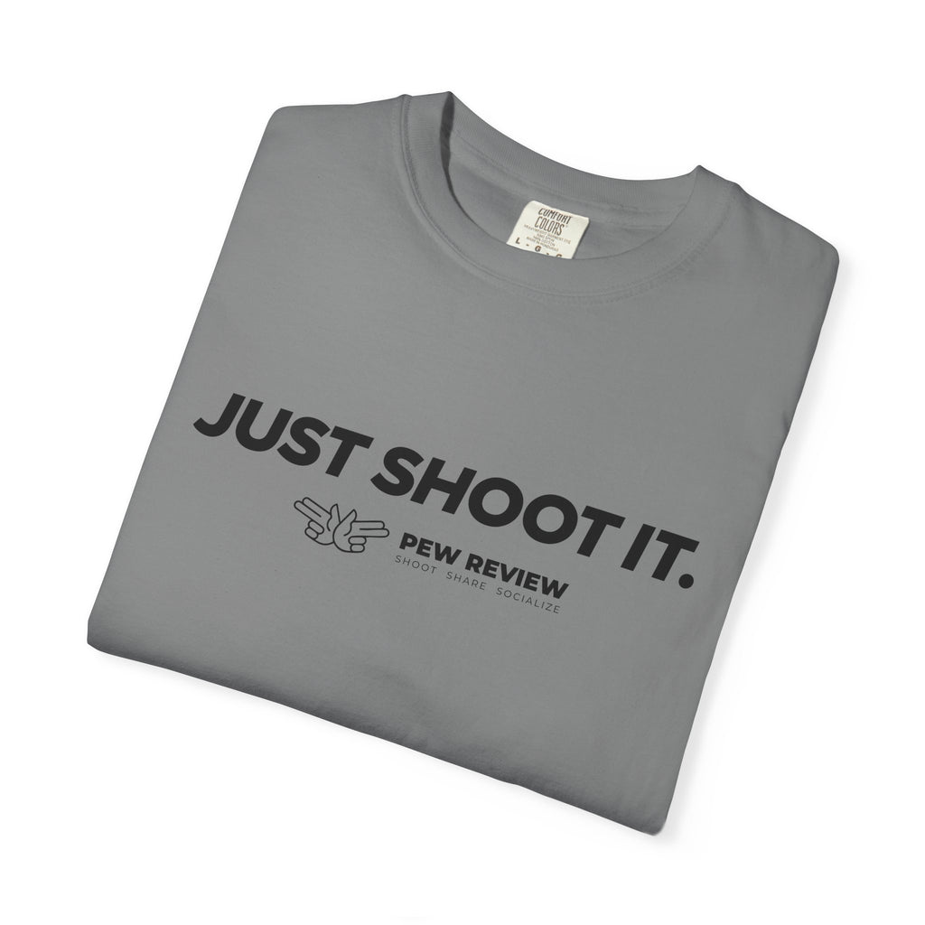 Just Shoot It target graphic T-shirt | Pew Review text print