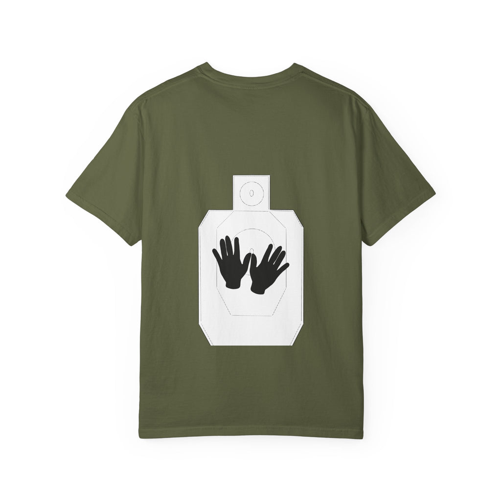 Just Shoot It target graphic T-shirt | Pew Review text print