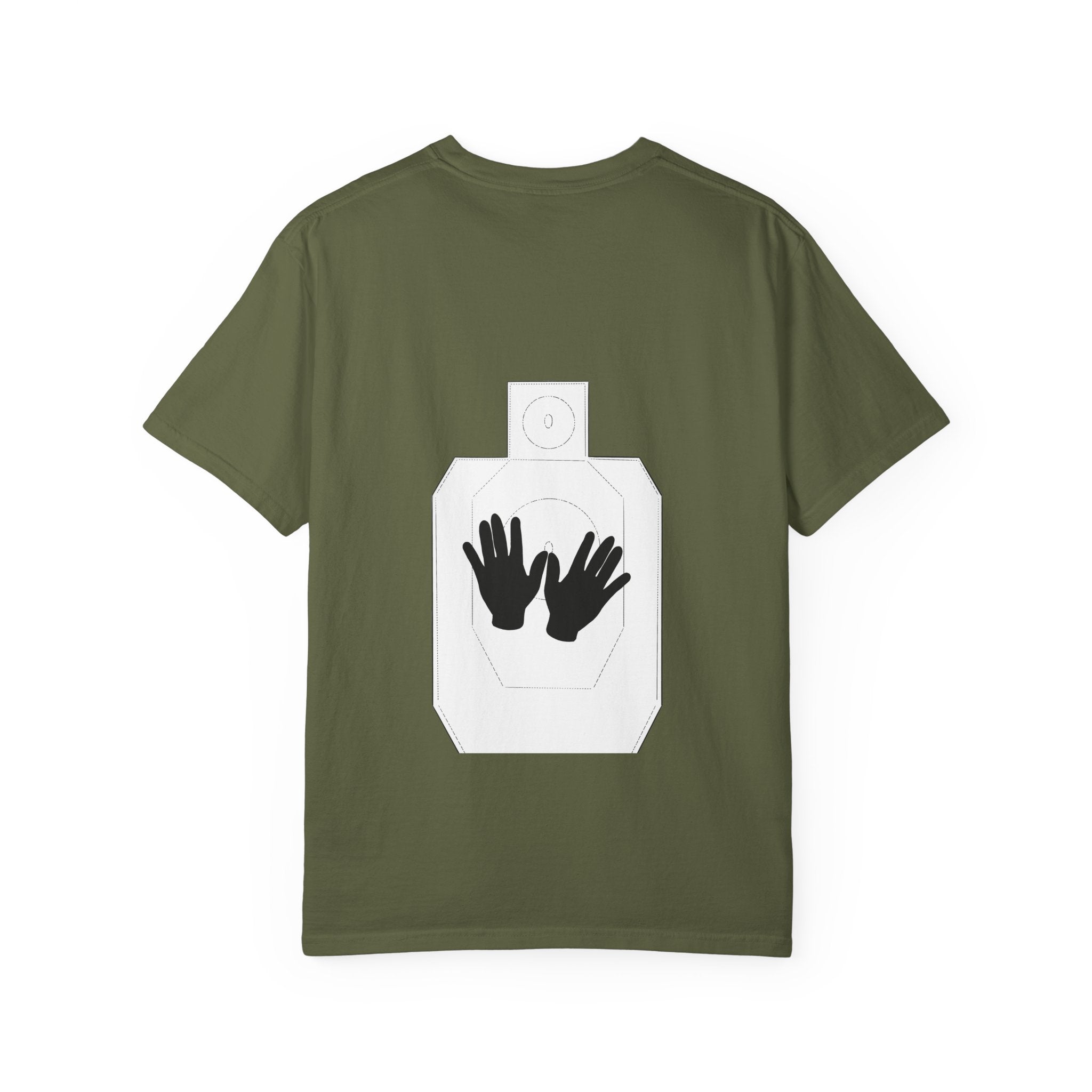 Just Shoot It target graphic T-shirt | Pew Review text print