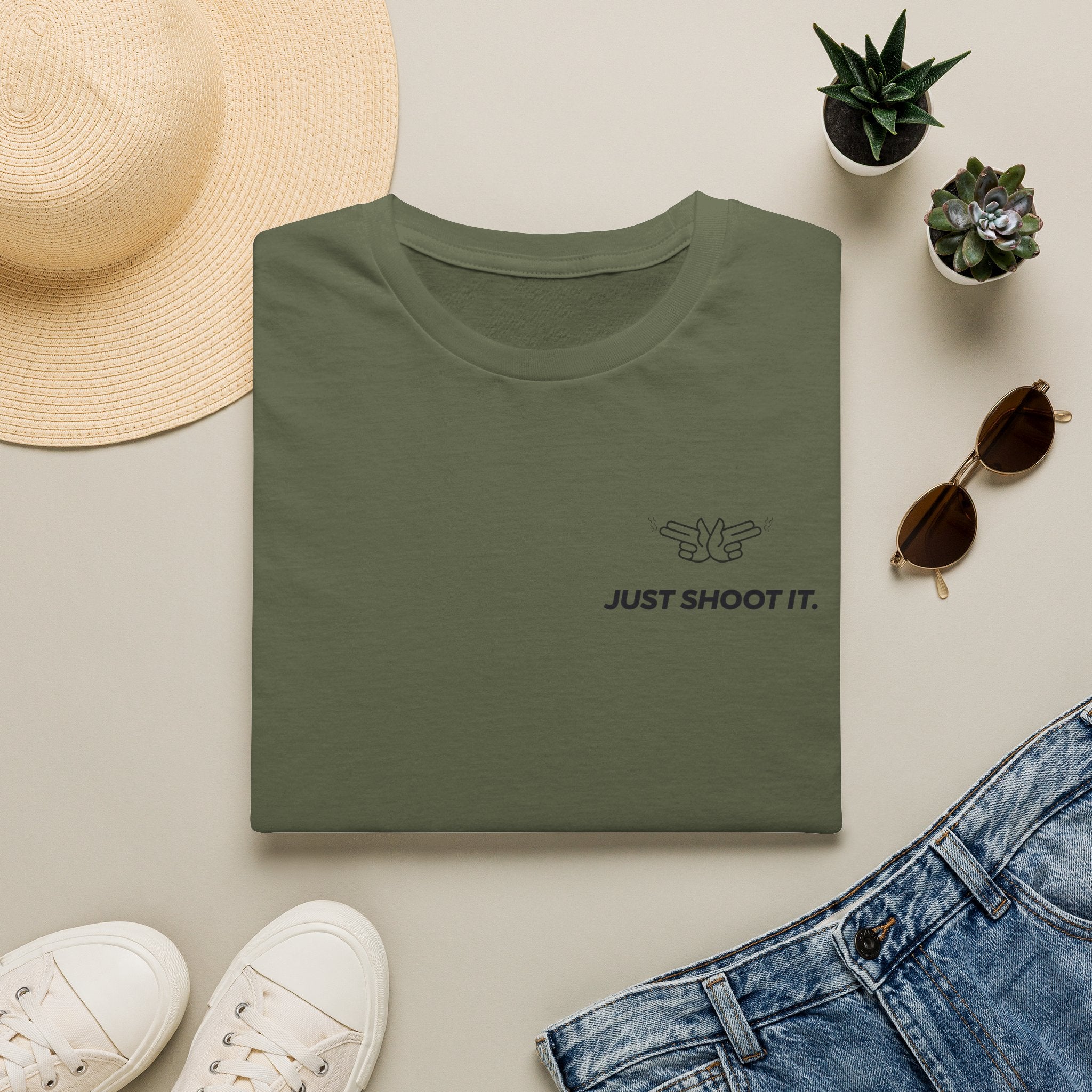 Just Shoot It T-Shirt | Minimal Typography Photography Tee