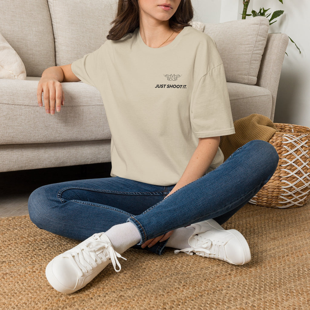 Just Shoot It T-Shirt | Minimal Typography Photography Tee
