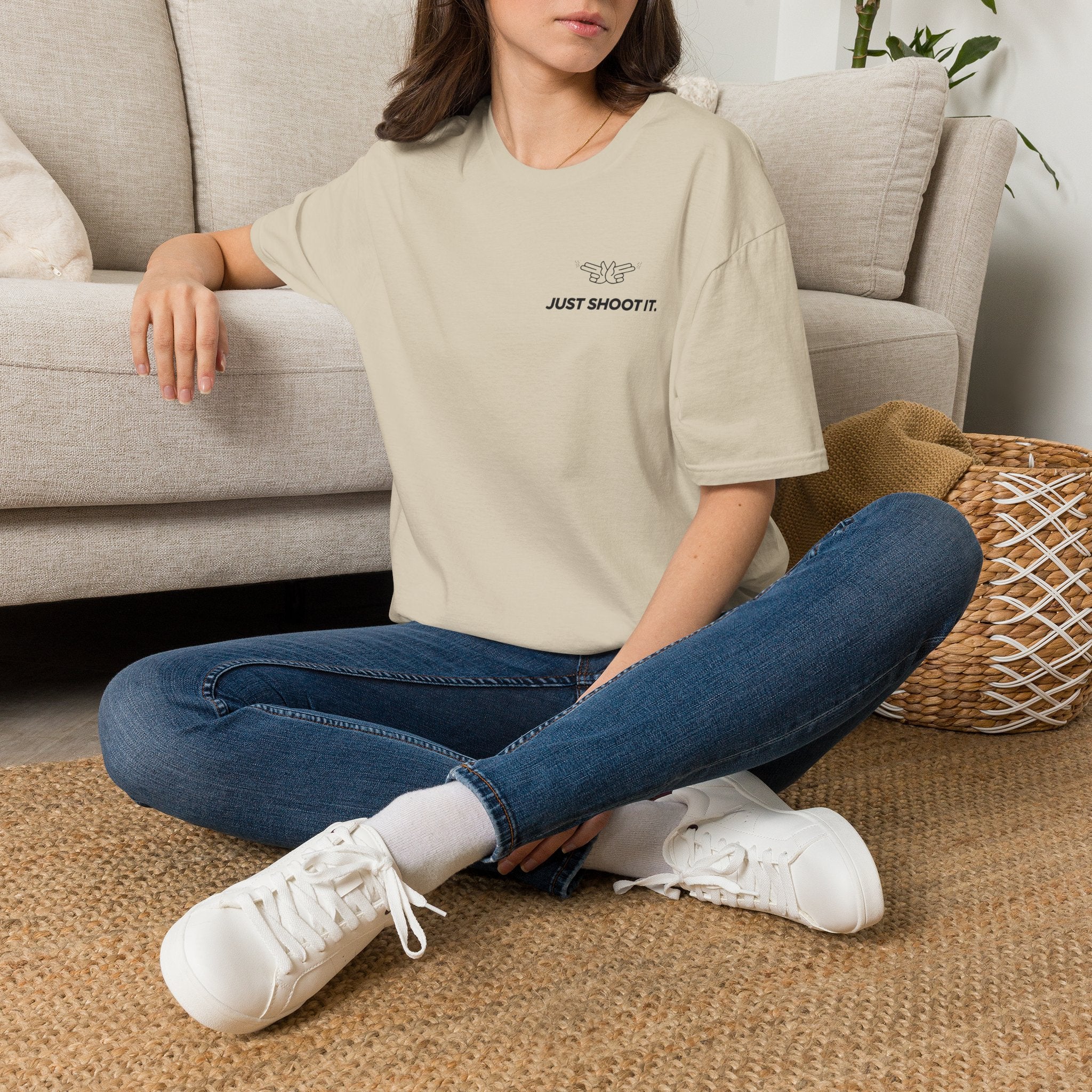 Just Shoot It T-Shirt | Minimal Typography Photography Tee