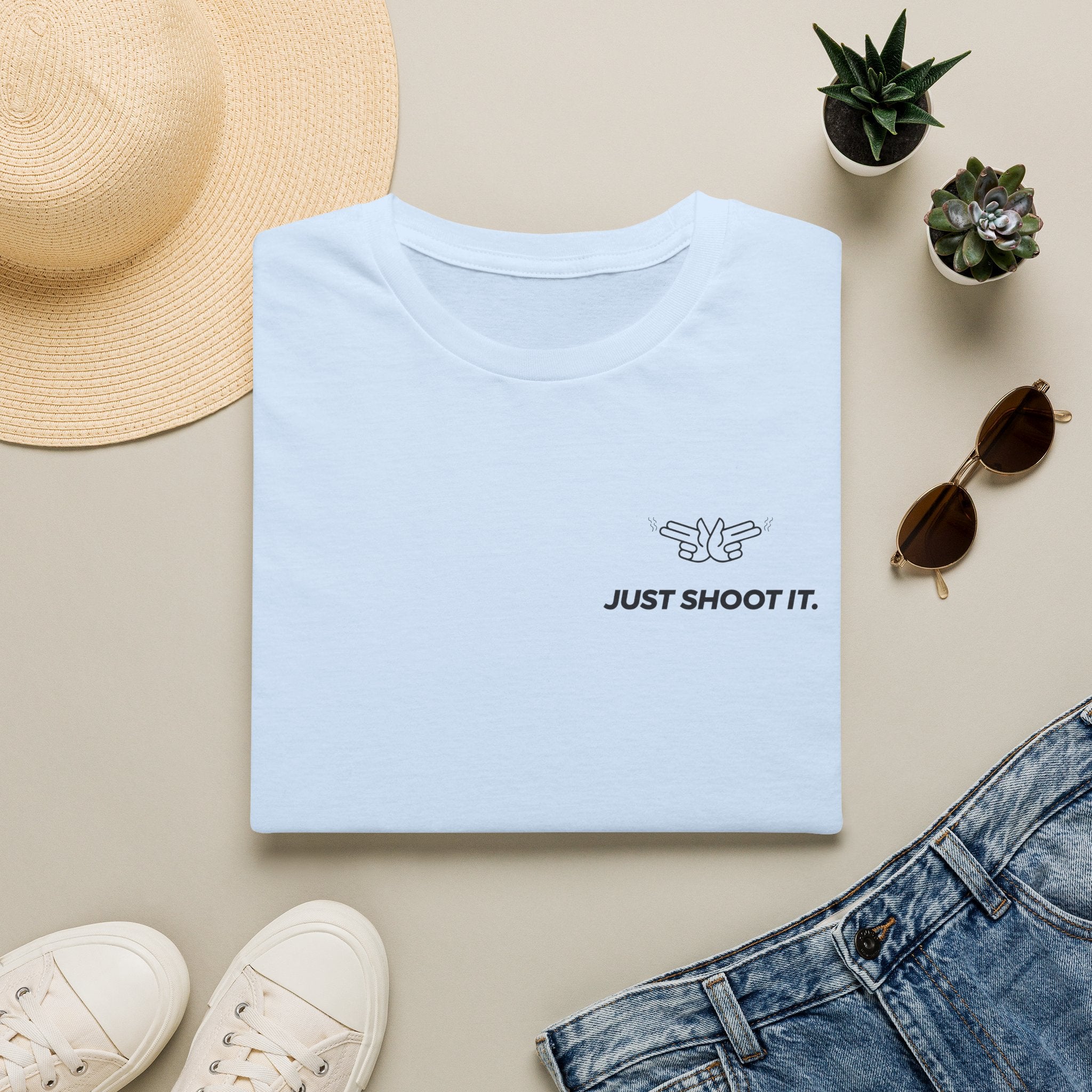 Just Shoot It T-Shirt | Minimal Typography Photography Tee
